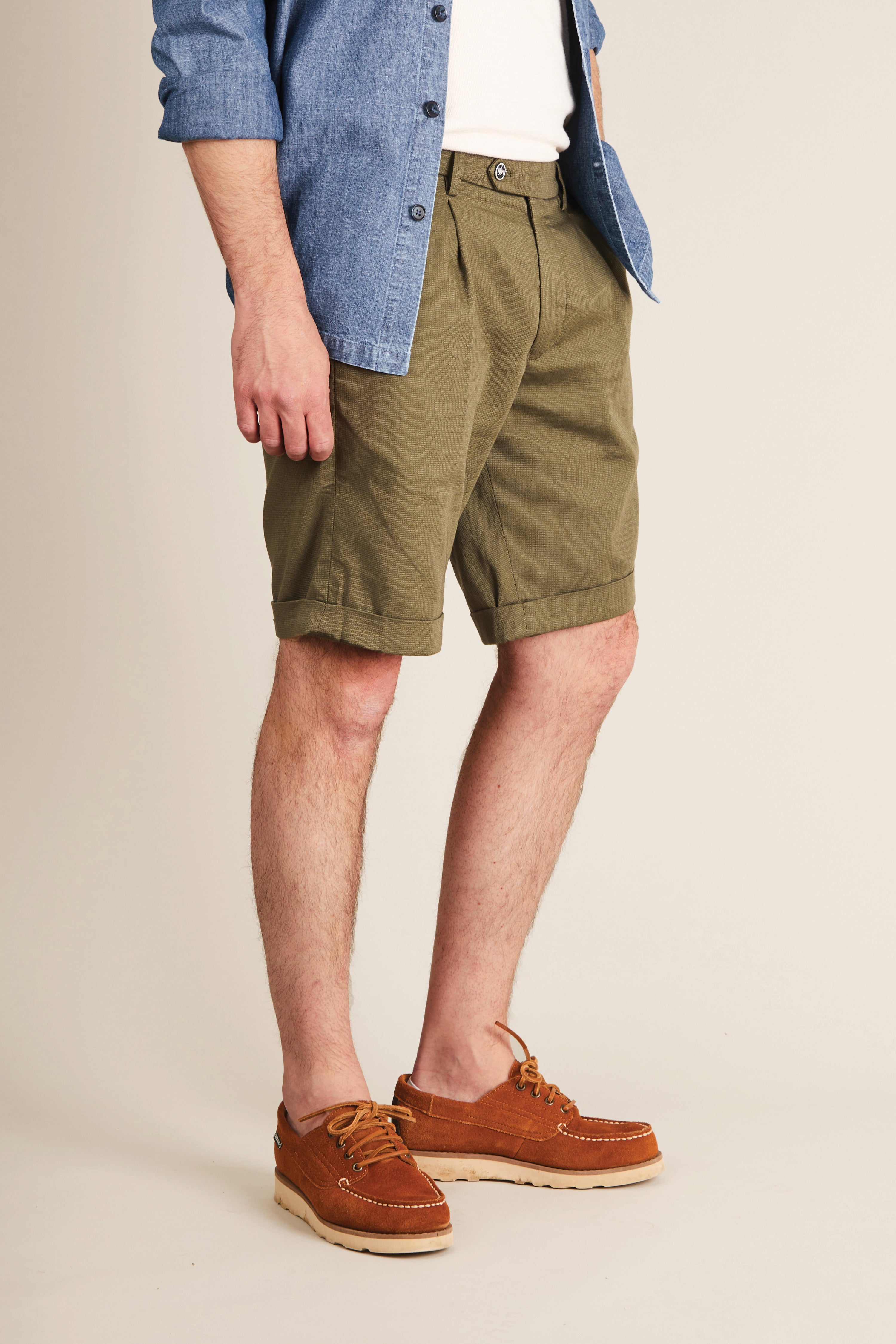 Bermuda texturé kaki foncé