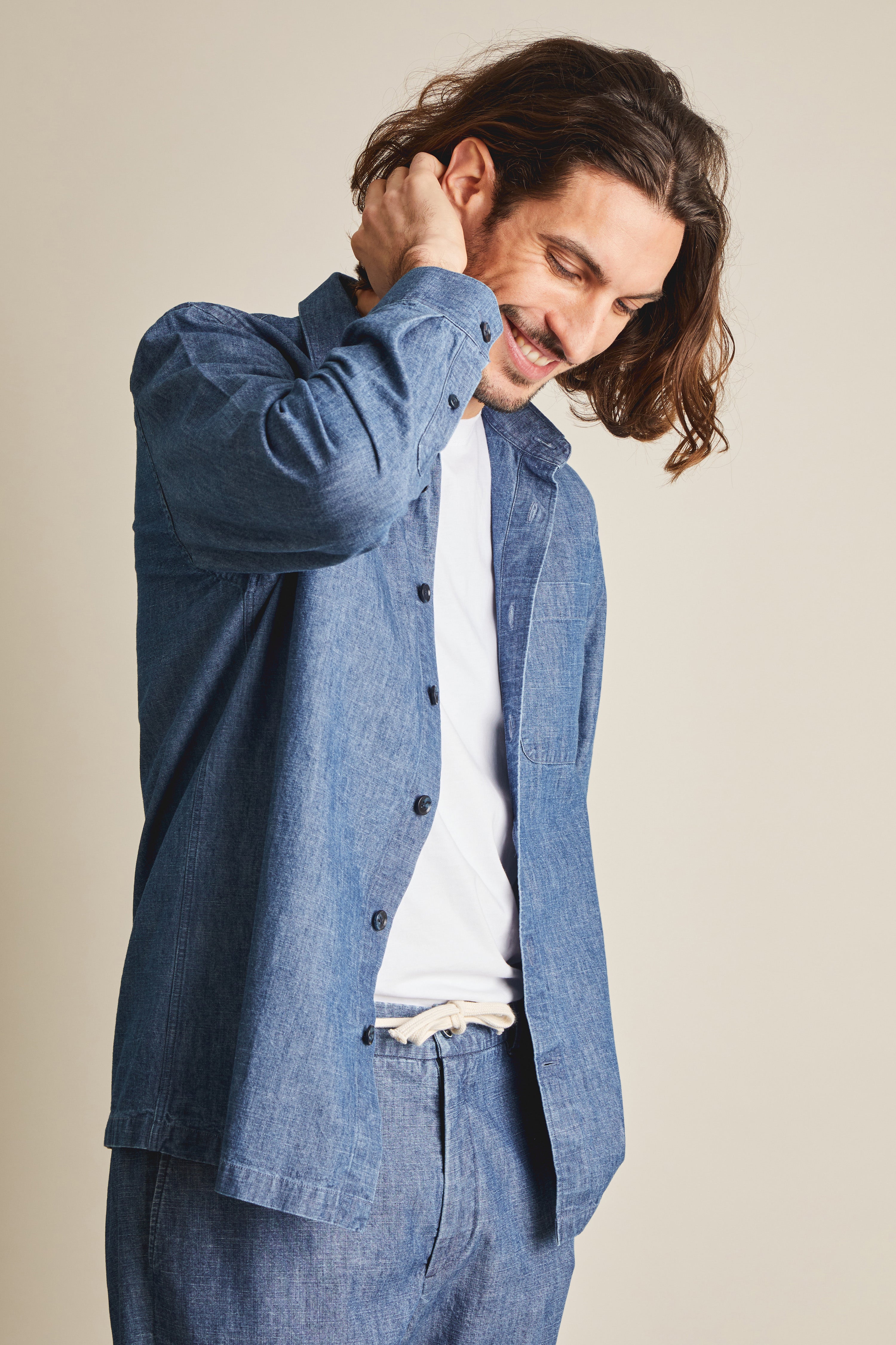 Surchemise chambray bleu