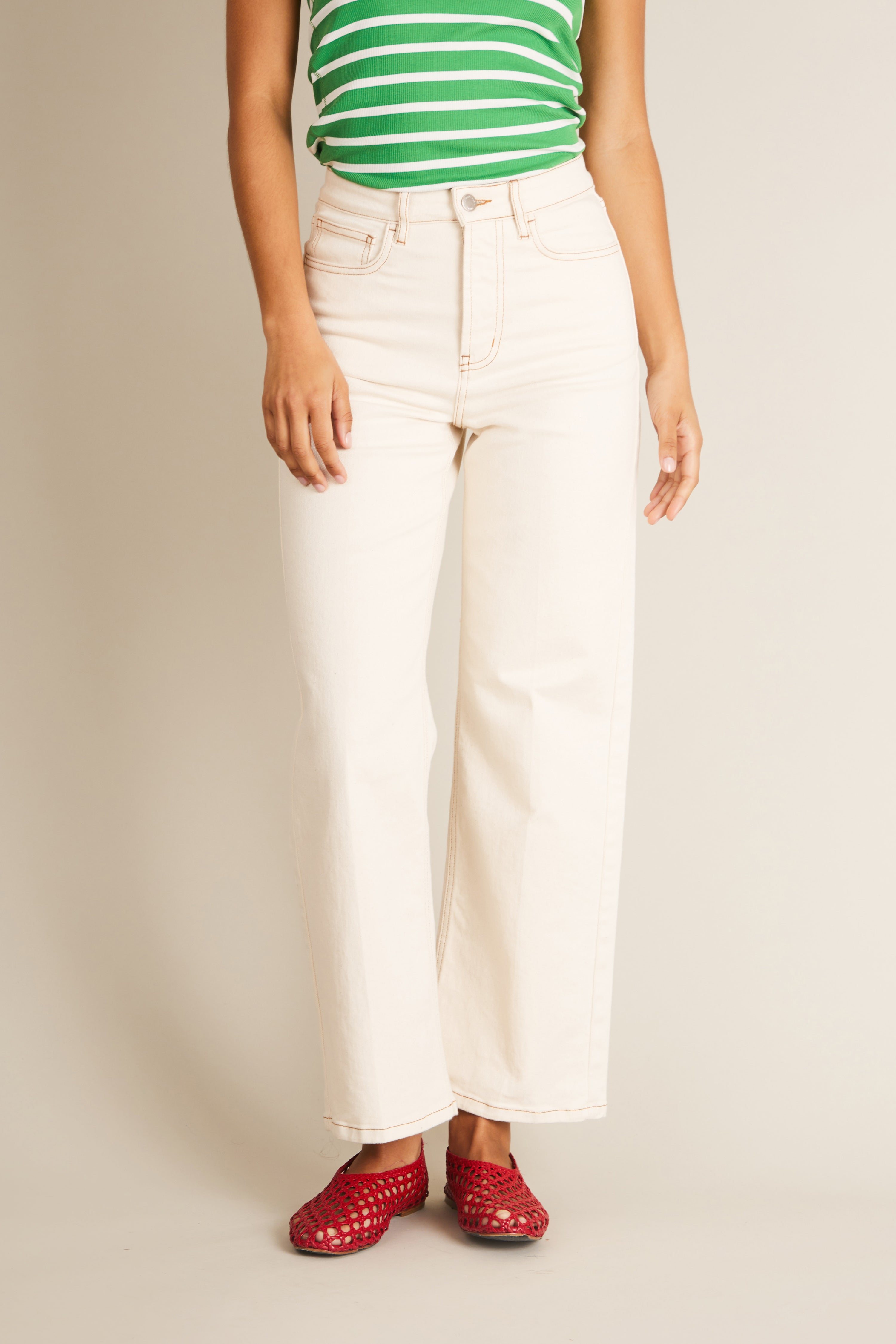 Ecru flare jeans