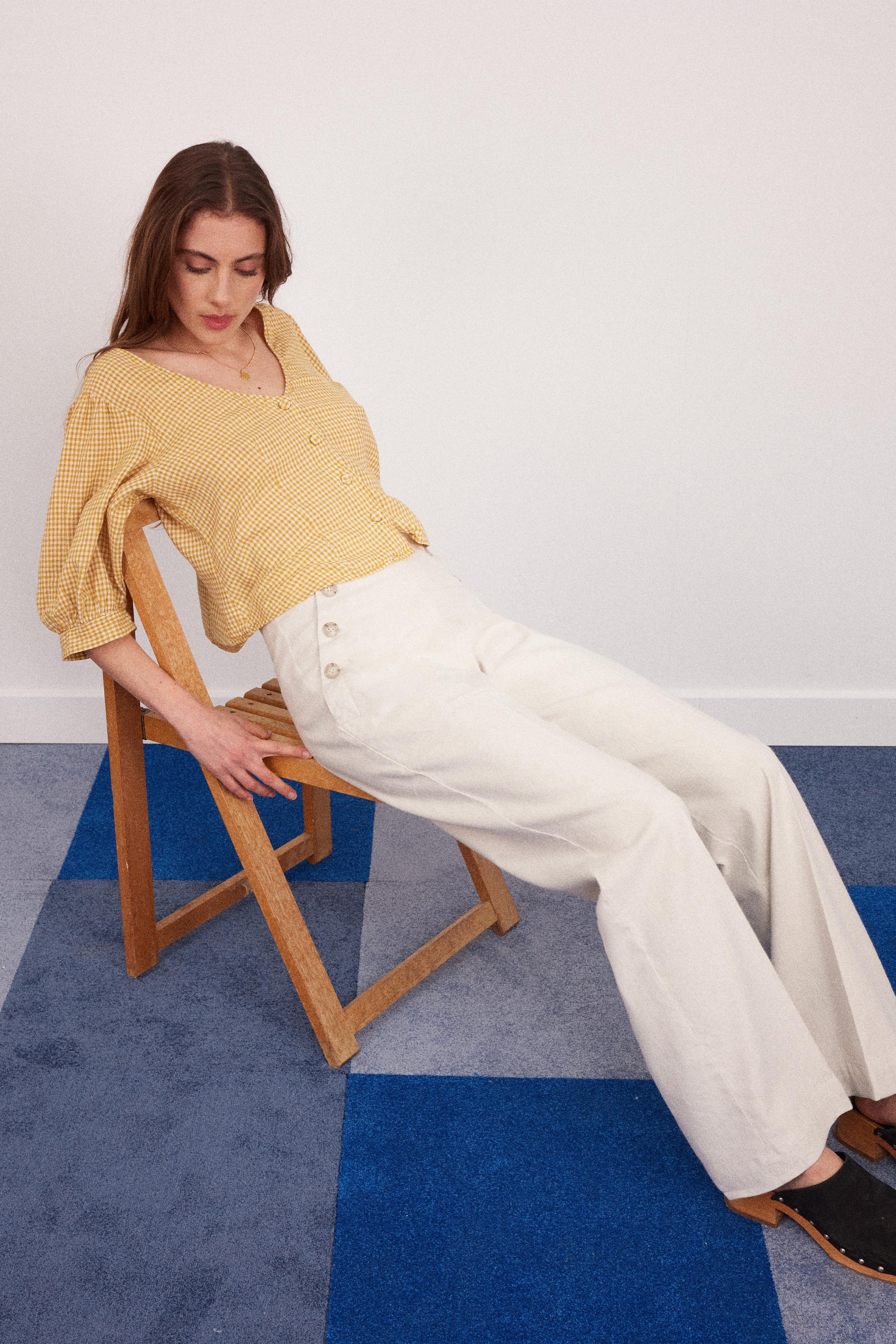 Pantalon à pont écru