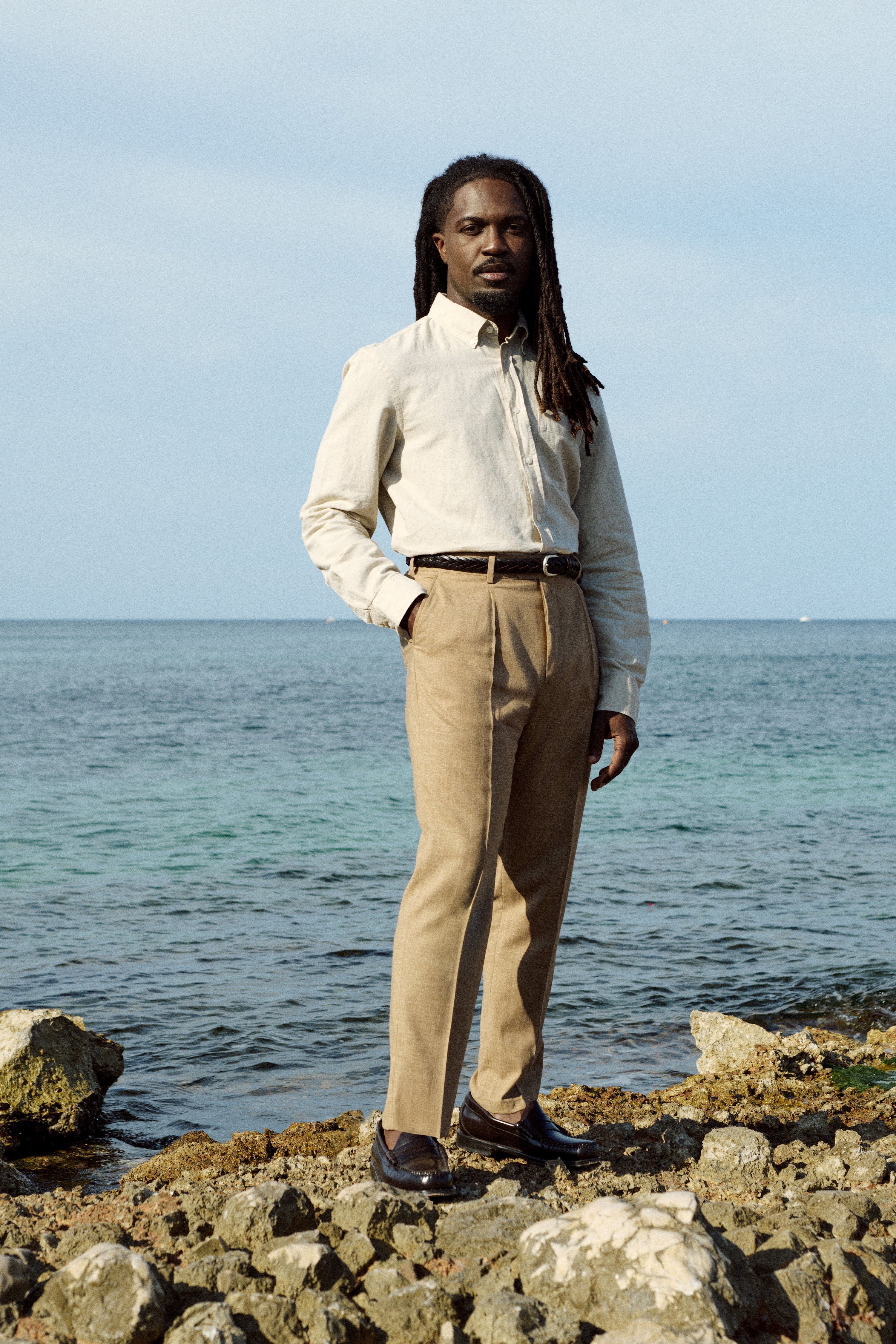 Pantalon à pinces léger brun