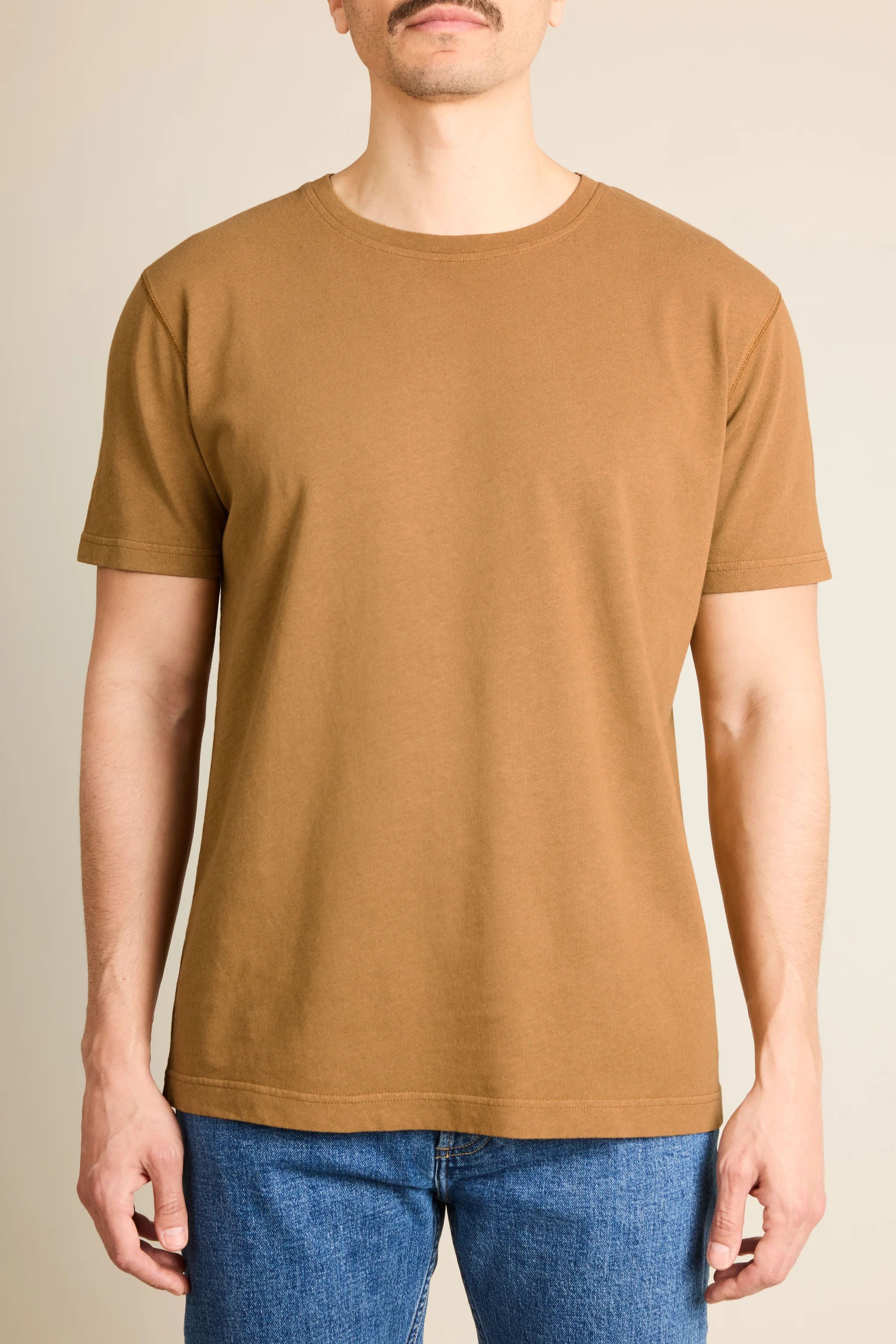 Tee-shirt coton-lin caramel