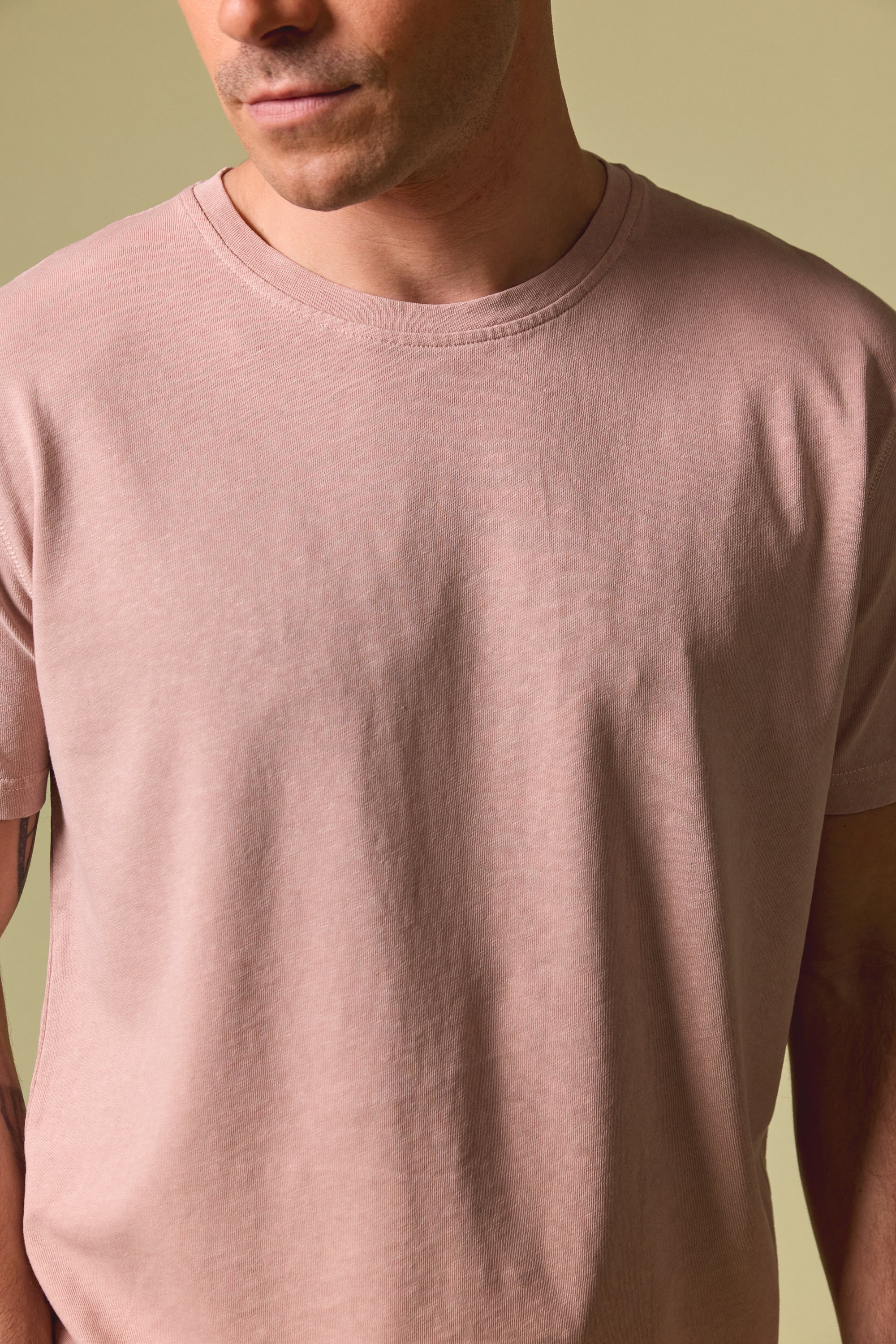Tee-shirt coton-lin vieux rose