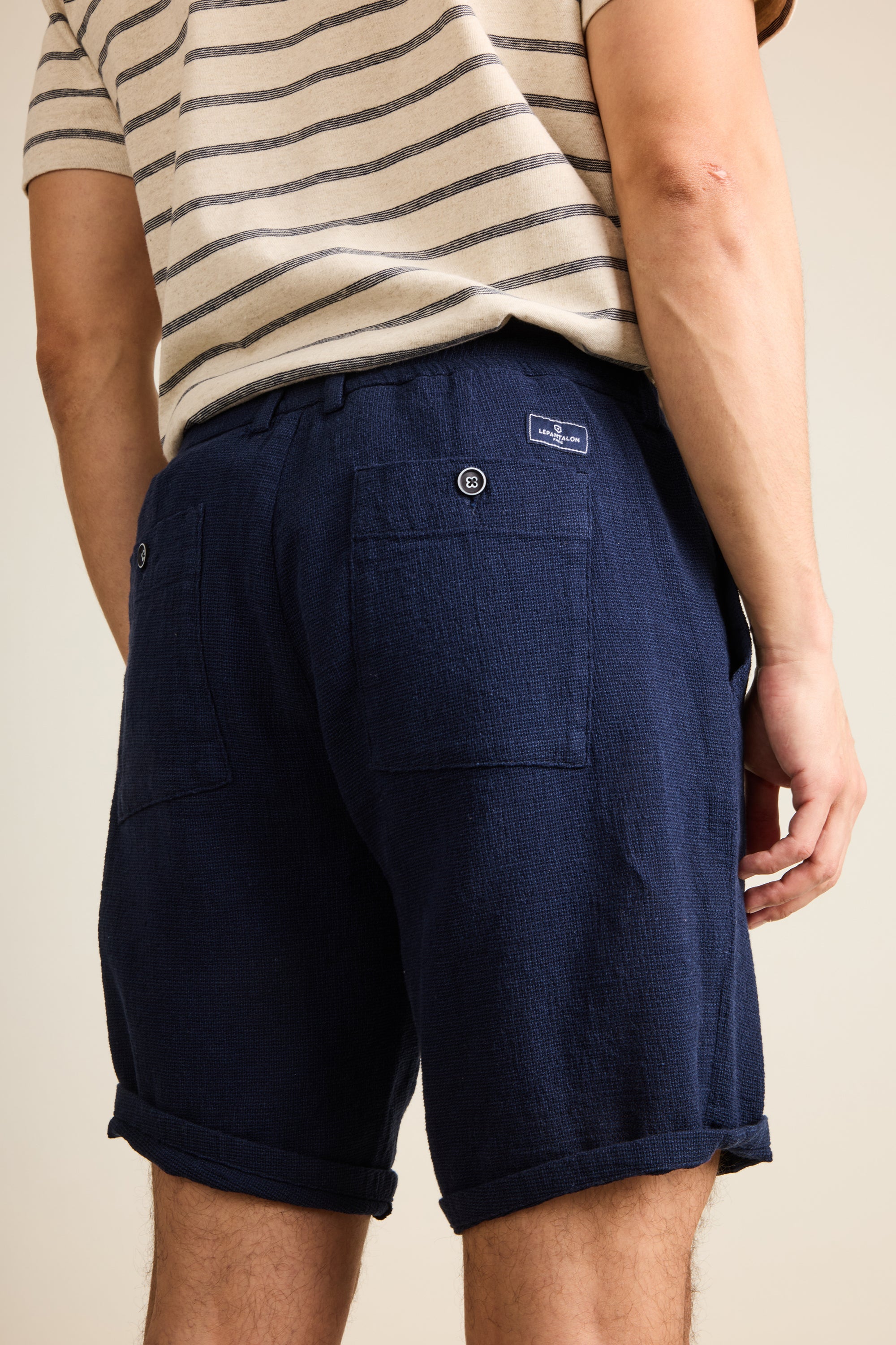Indigo airy Bermuda shorts