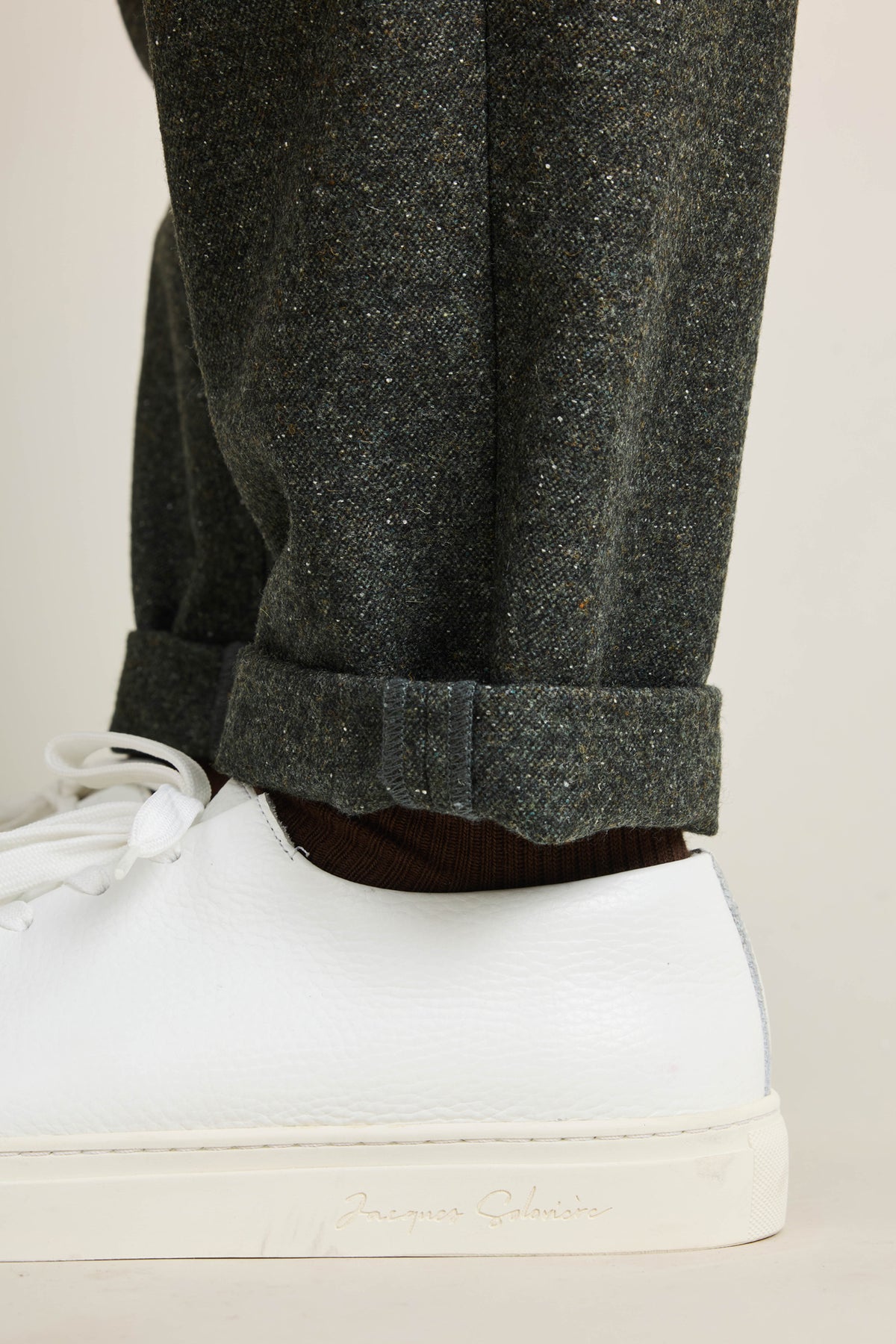 Pantalon cargo flanelle kaki foncé
