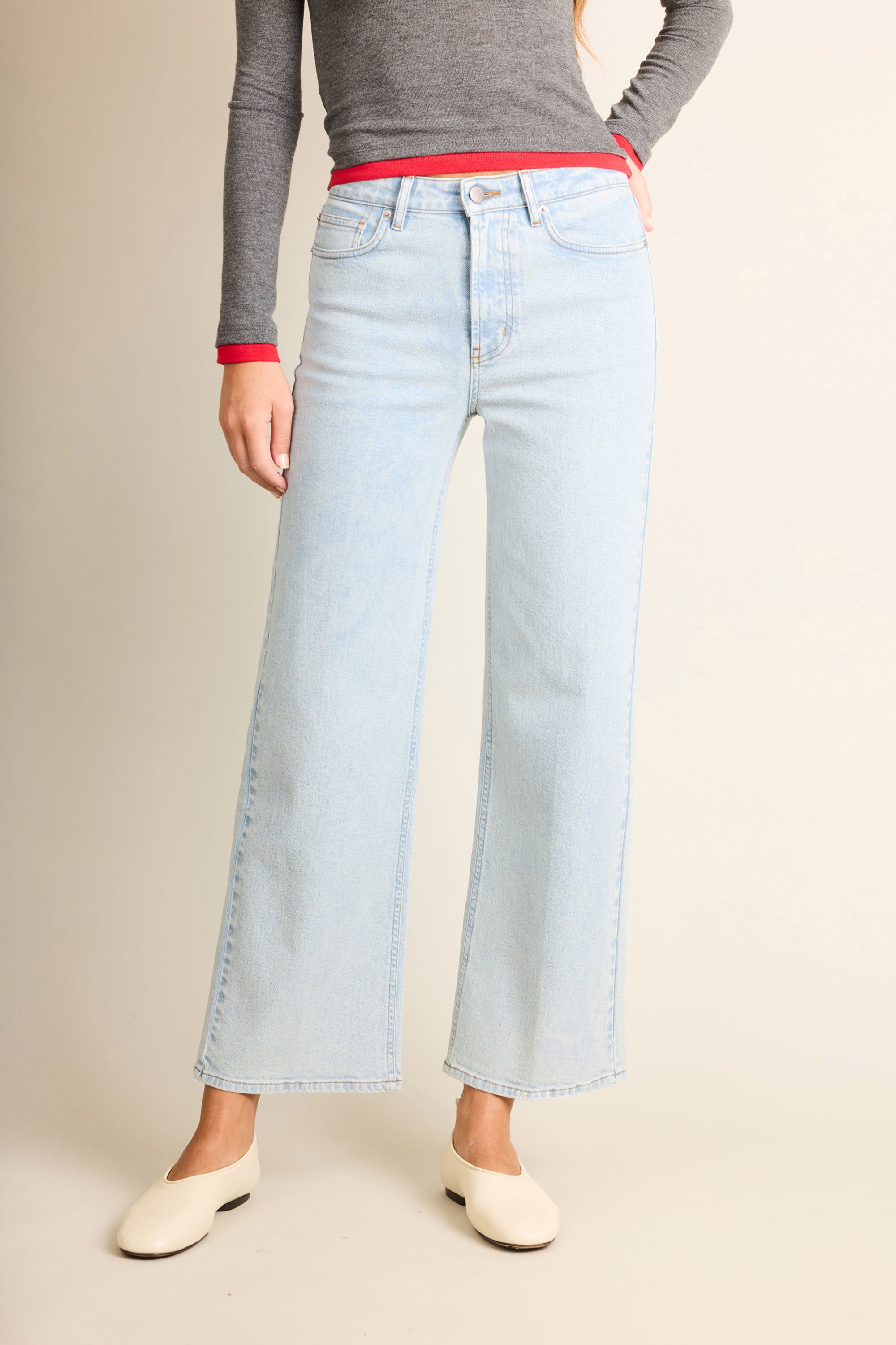 Ice blue flared jeans