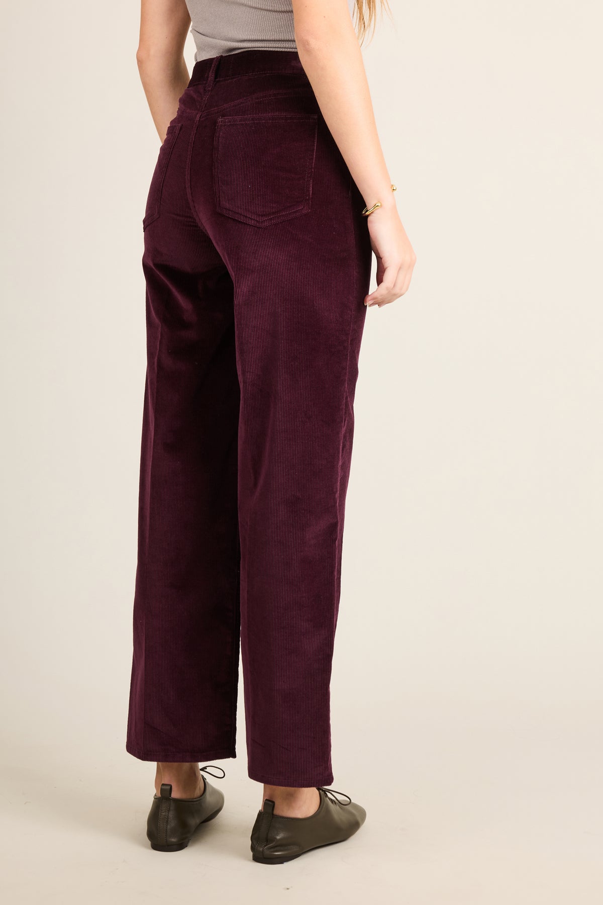 Pantalon flare velours prune
