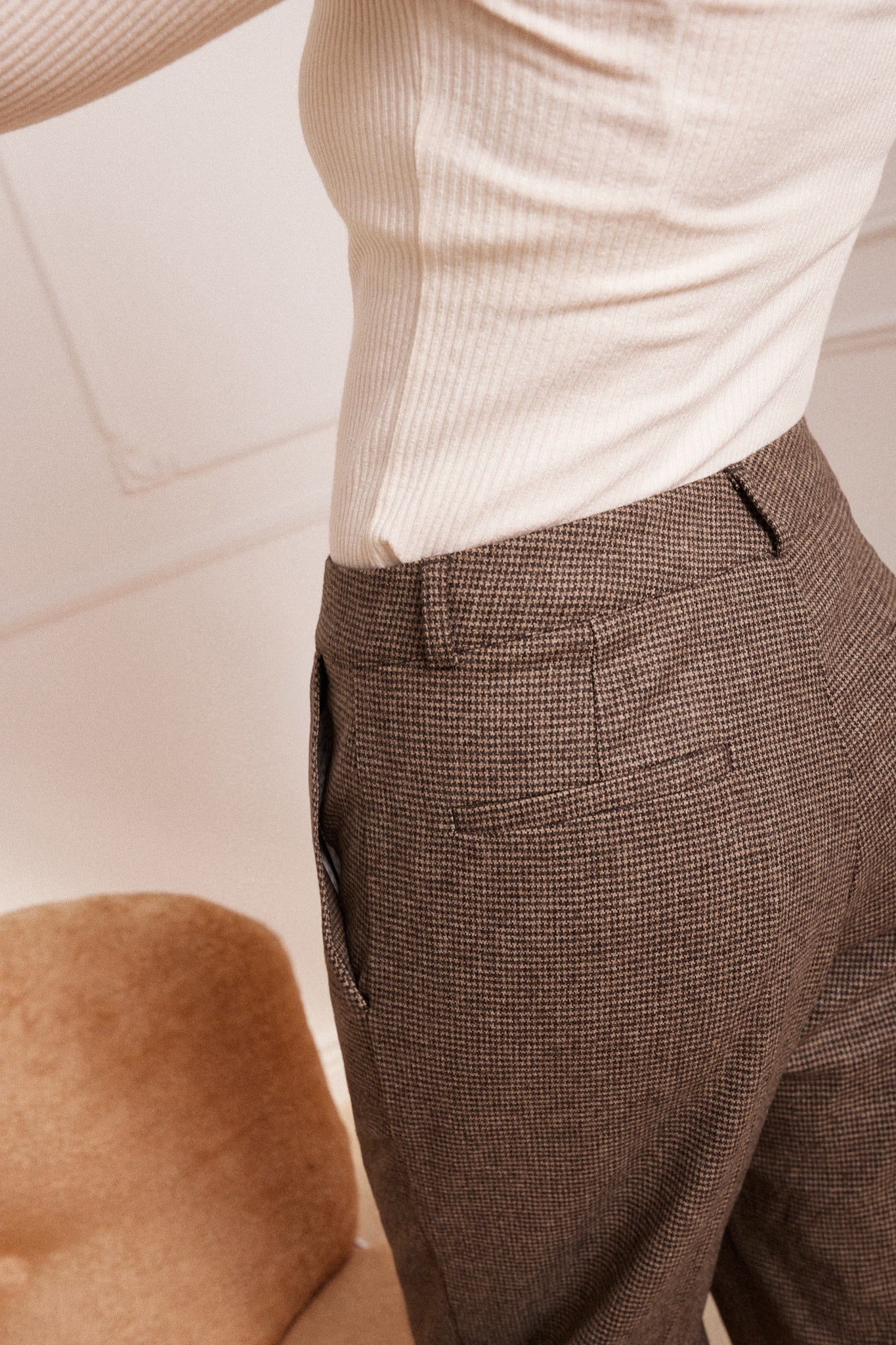 Pantalon Flanelle Palazzo Pied De Puce v1