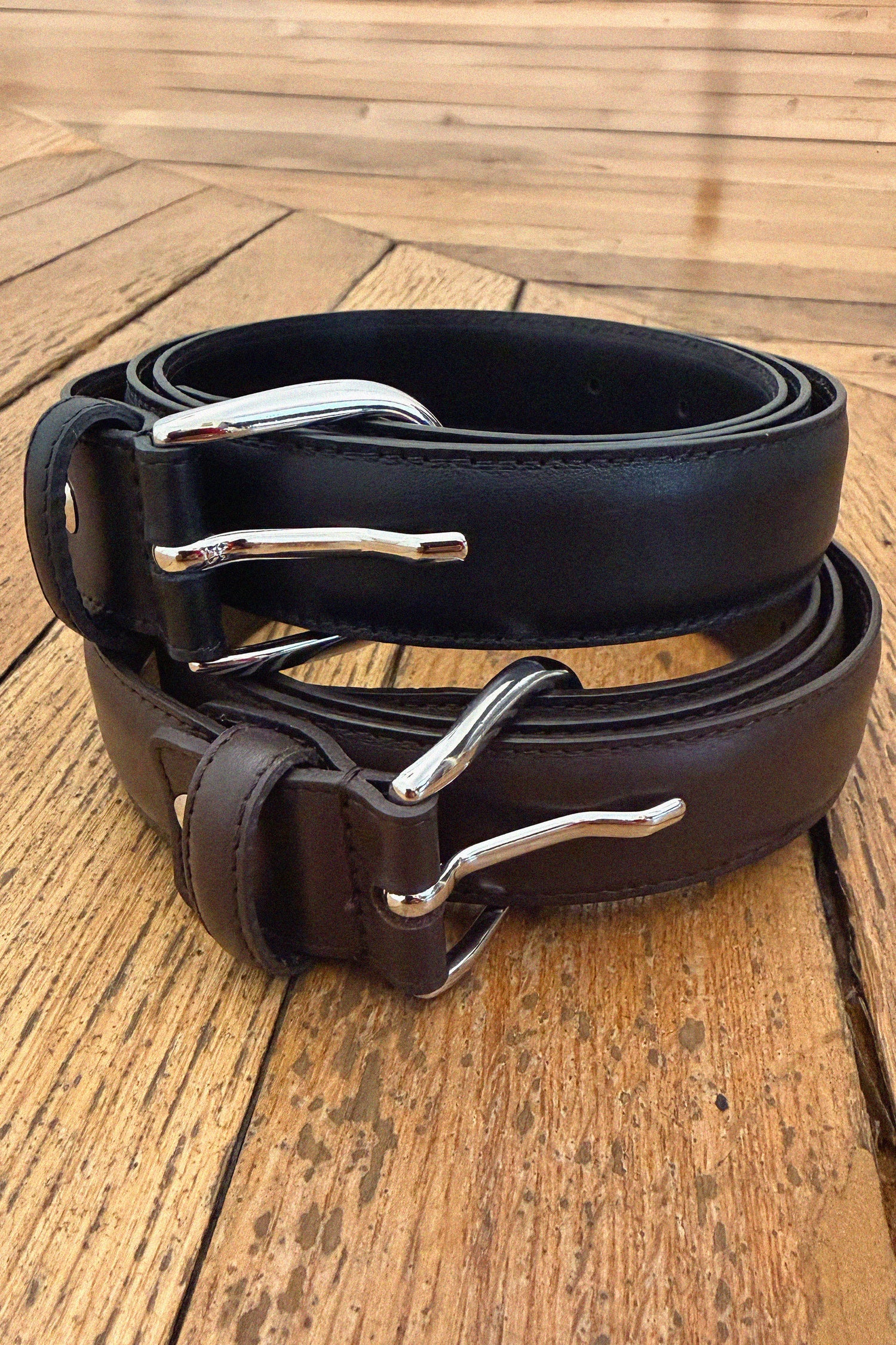 Ceinture en cuir lisse marron homme