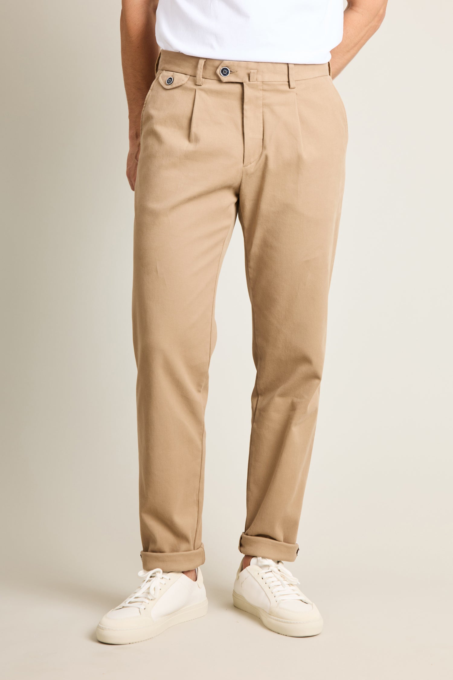 Chino à pinces beige