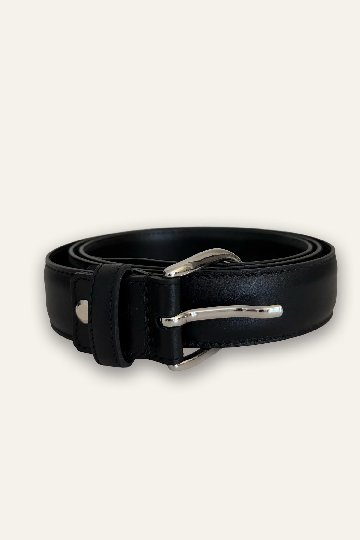 Ceinture en cuir lisse noire homme
