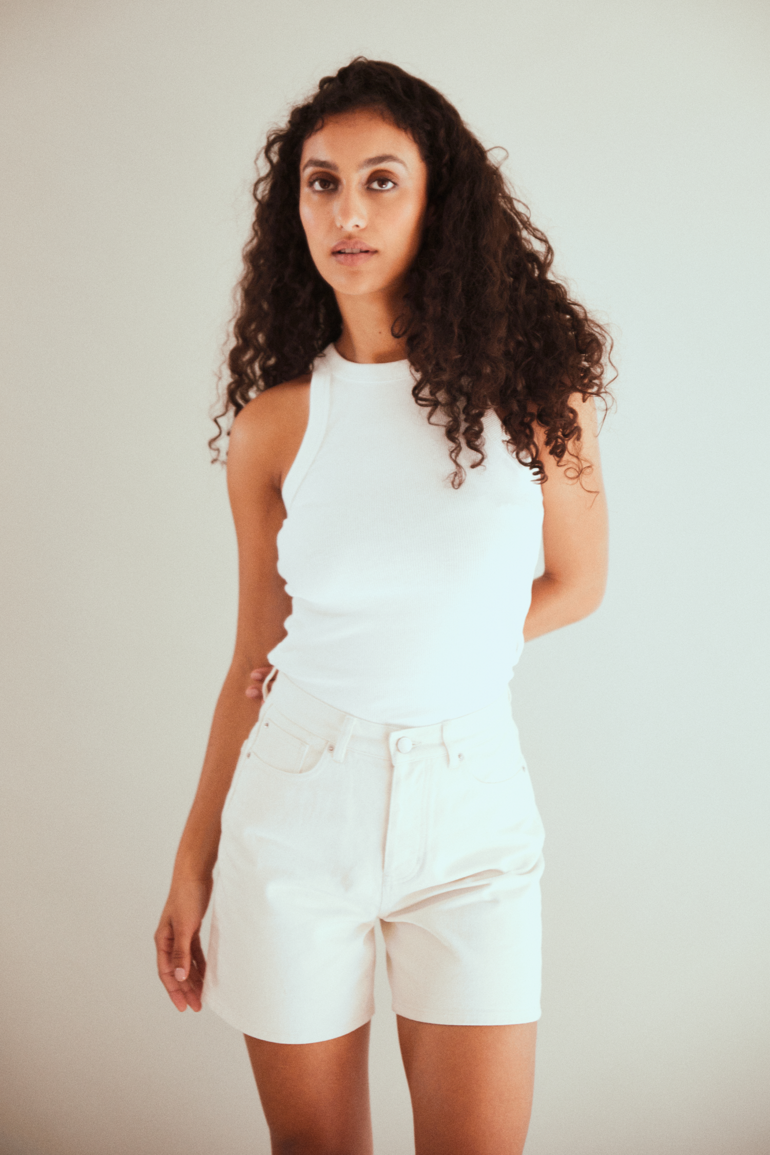 Off-white denim shorts