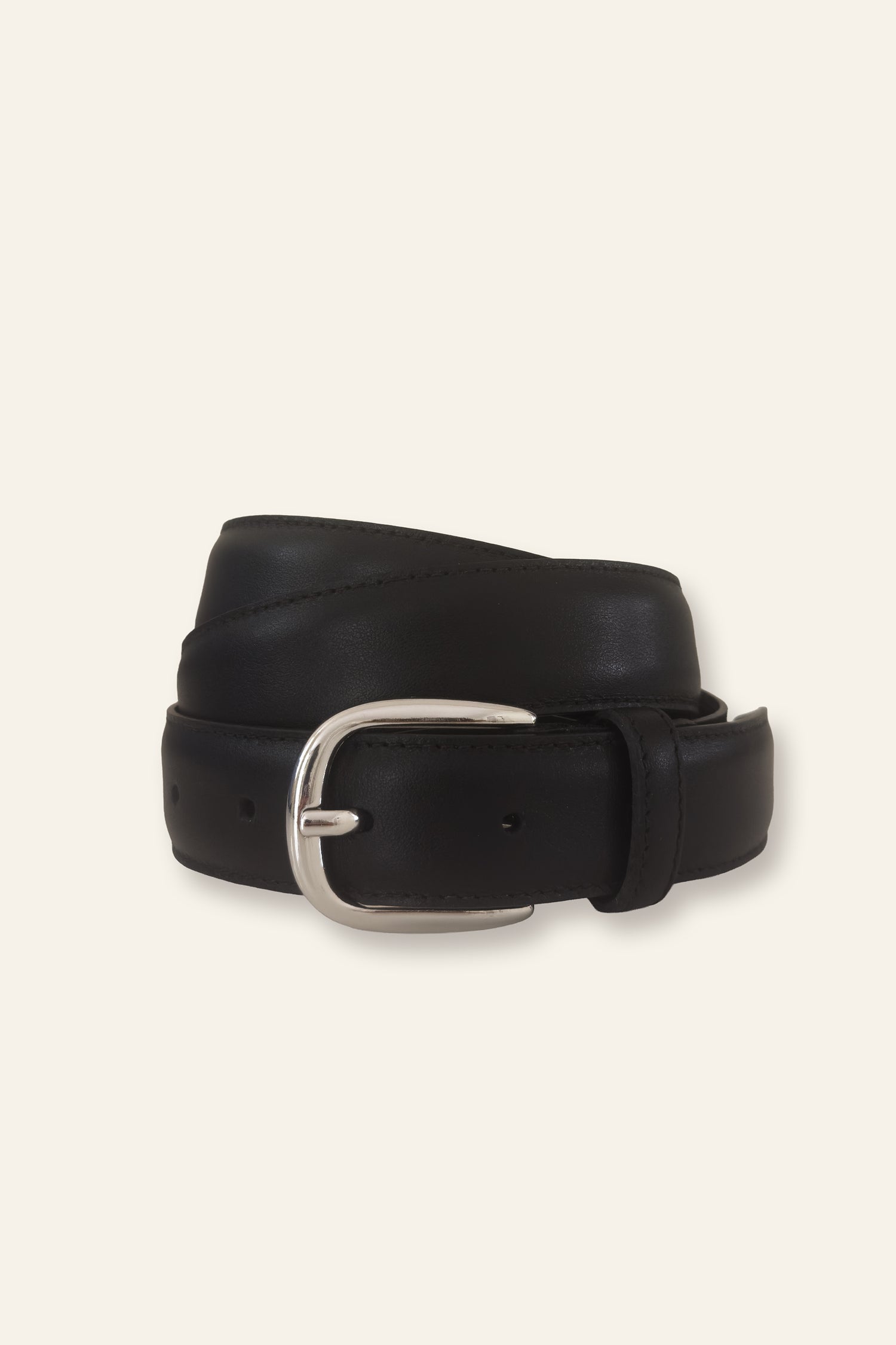 Ceinture en cuir lisse noire homme