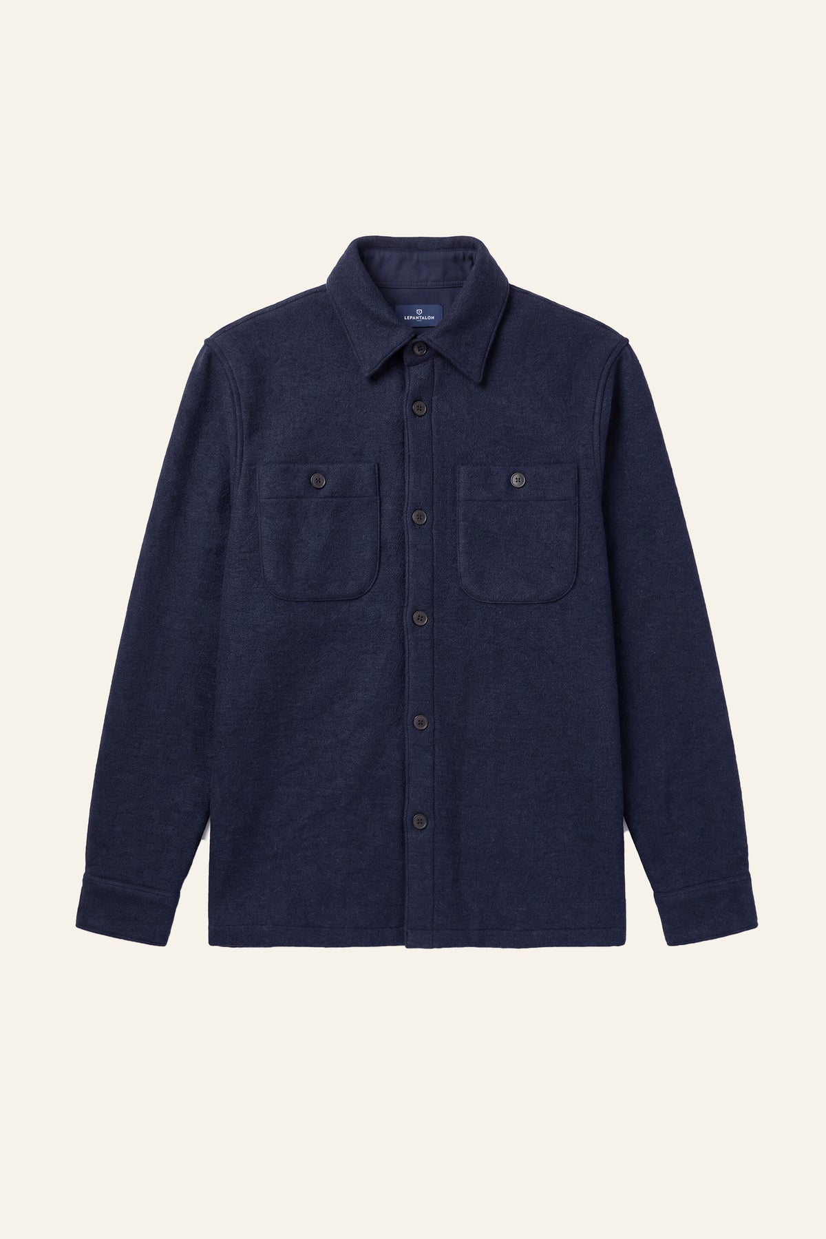Navy blue wool overshirt