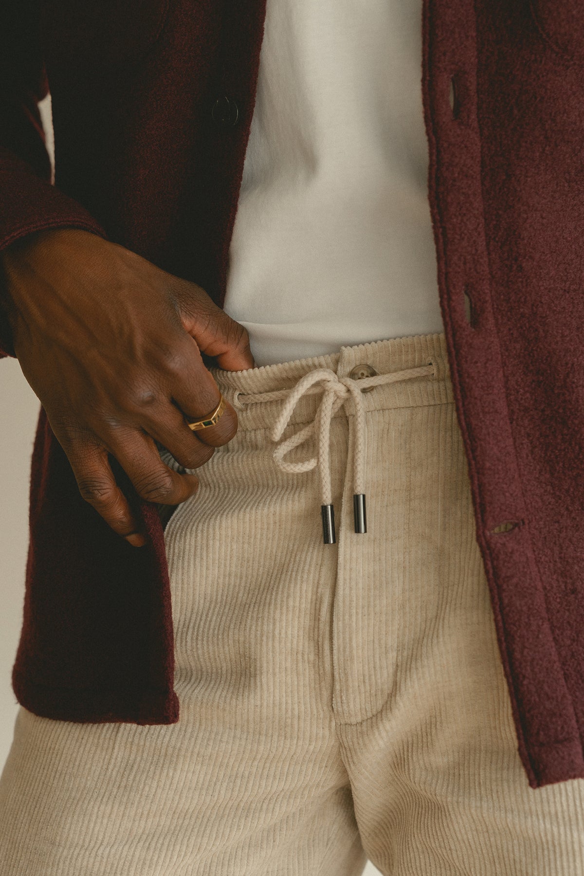Ecru corduroy joggers