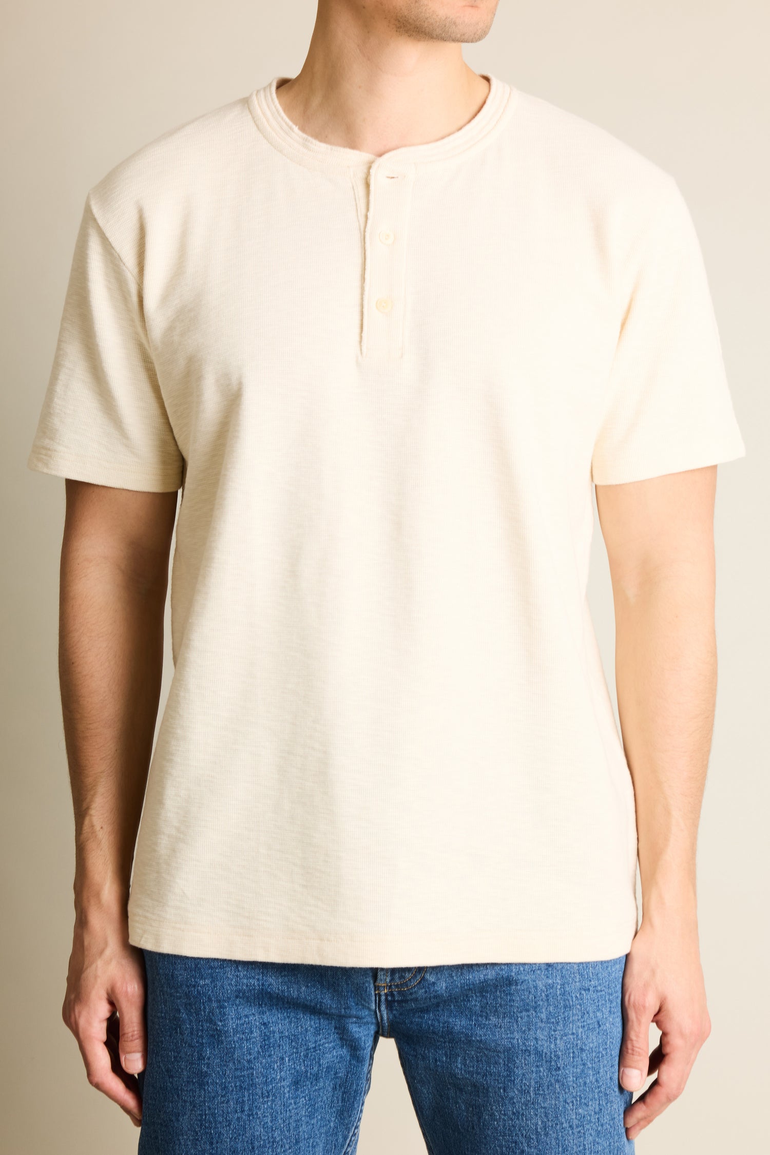 Tee-shirt henley écru