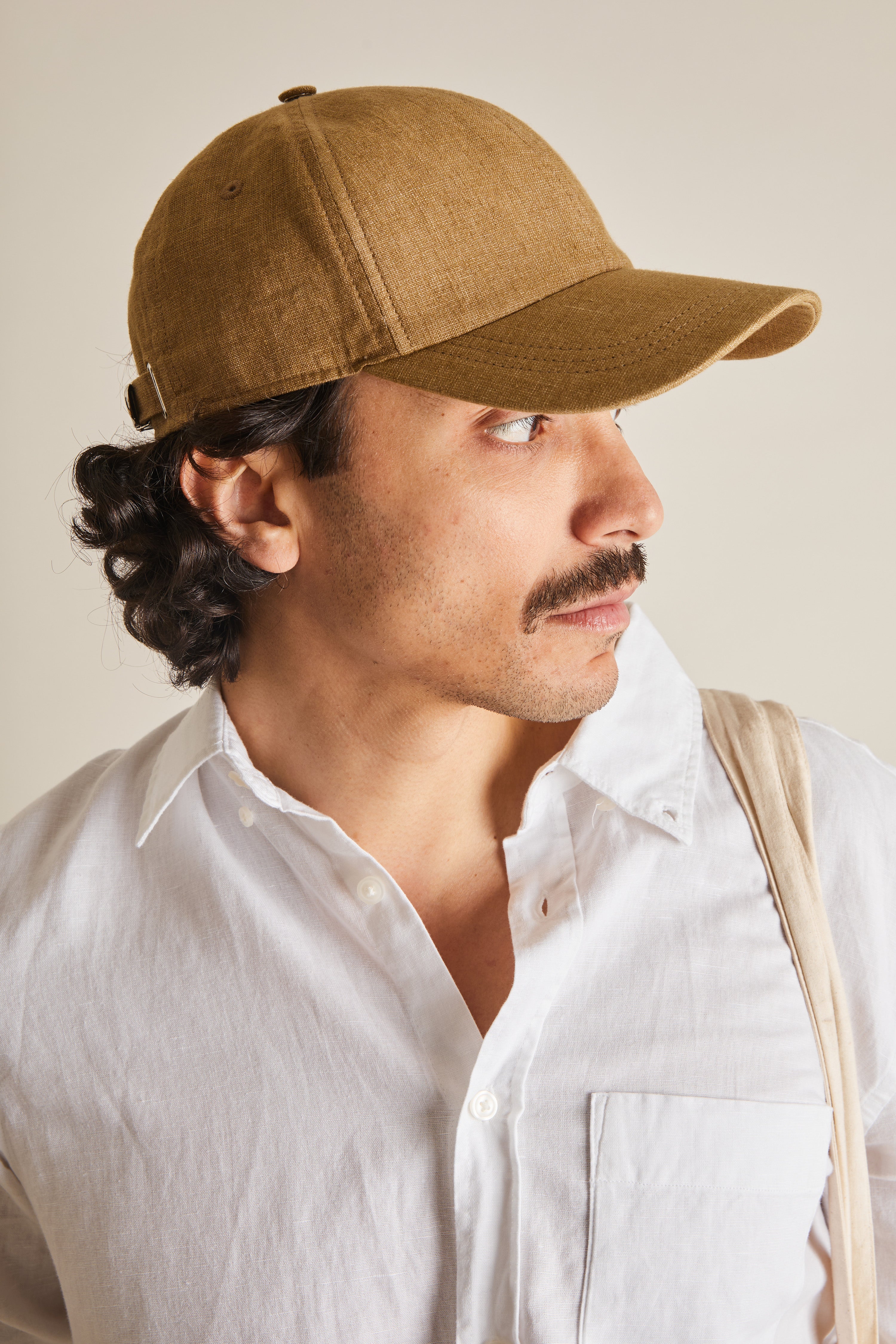 Casquette coton lin beige foncée