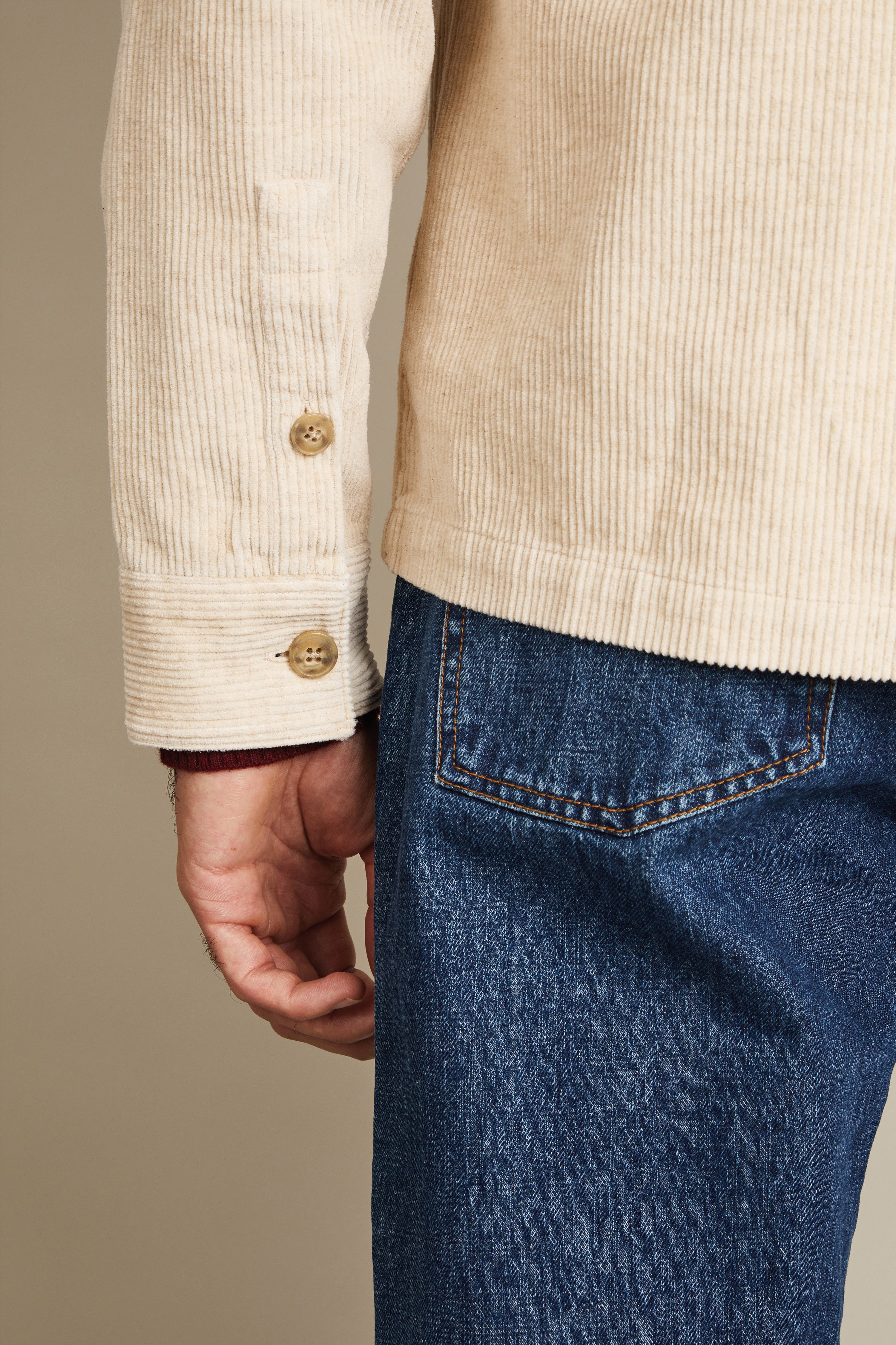 Ecru velvet overshirt