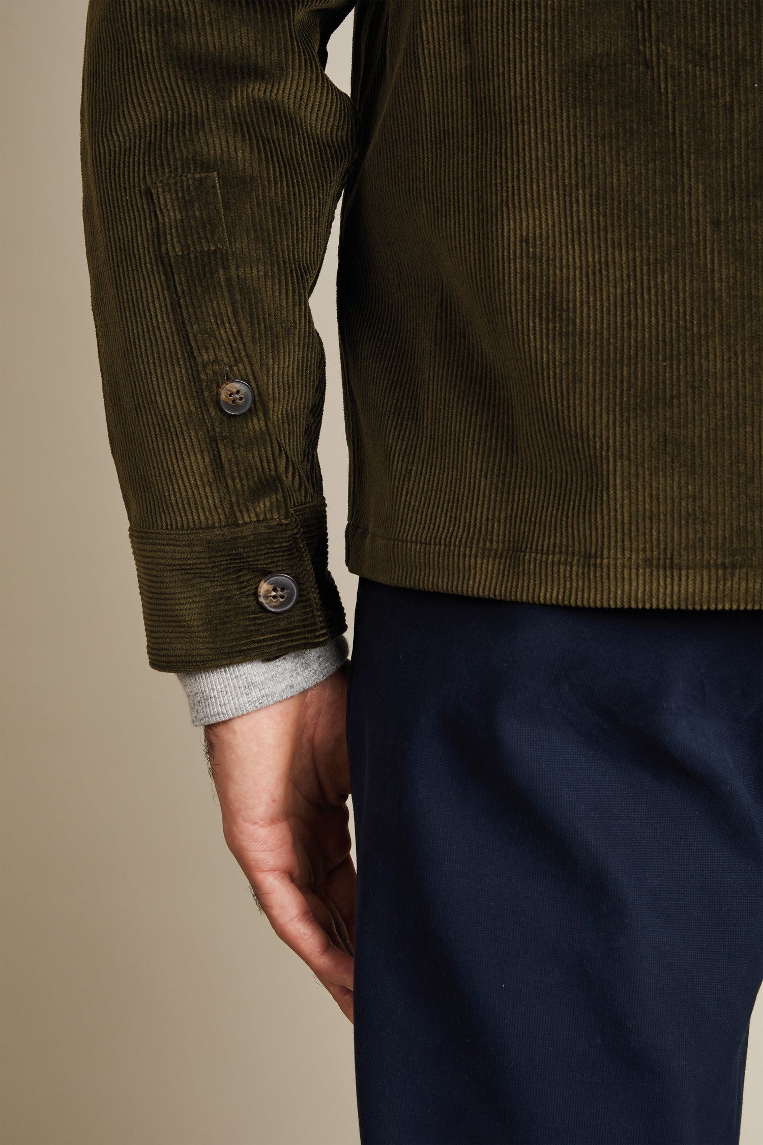 Khaki velvet overshirt