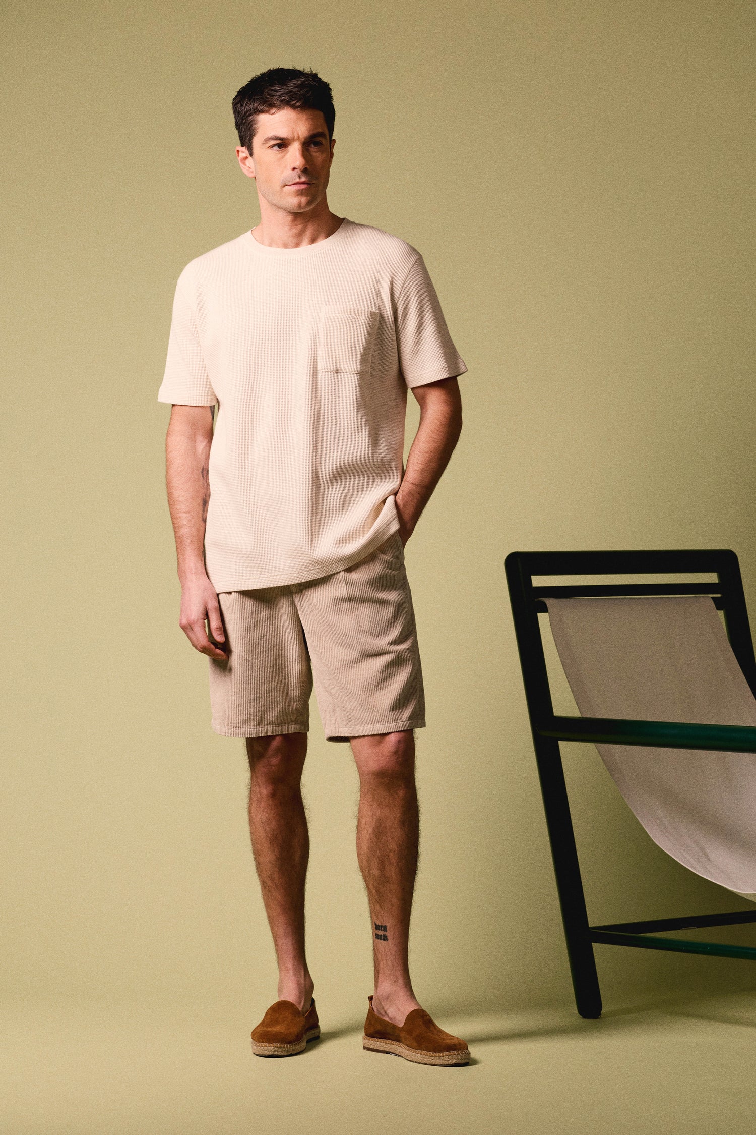 Bermuda velours écru