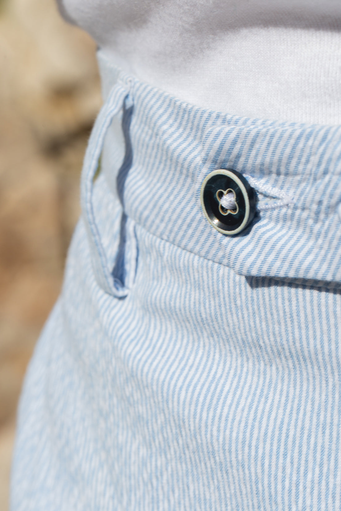 Chino seersucker à rayures bleues v1