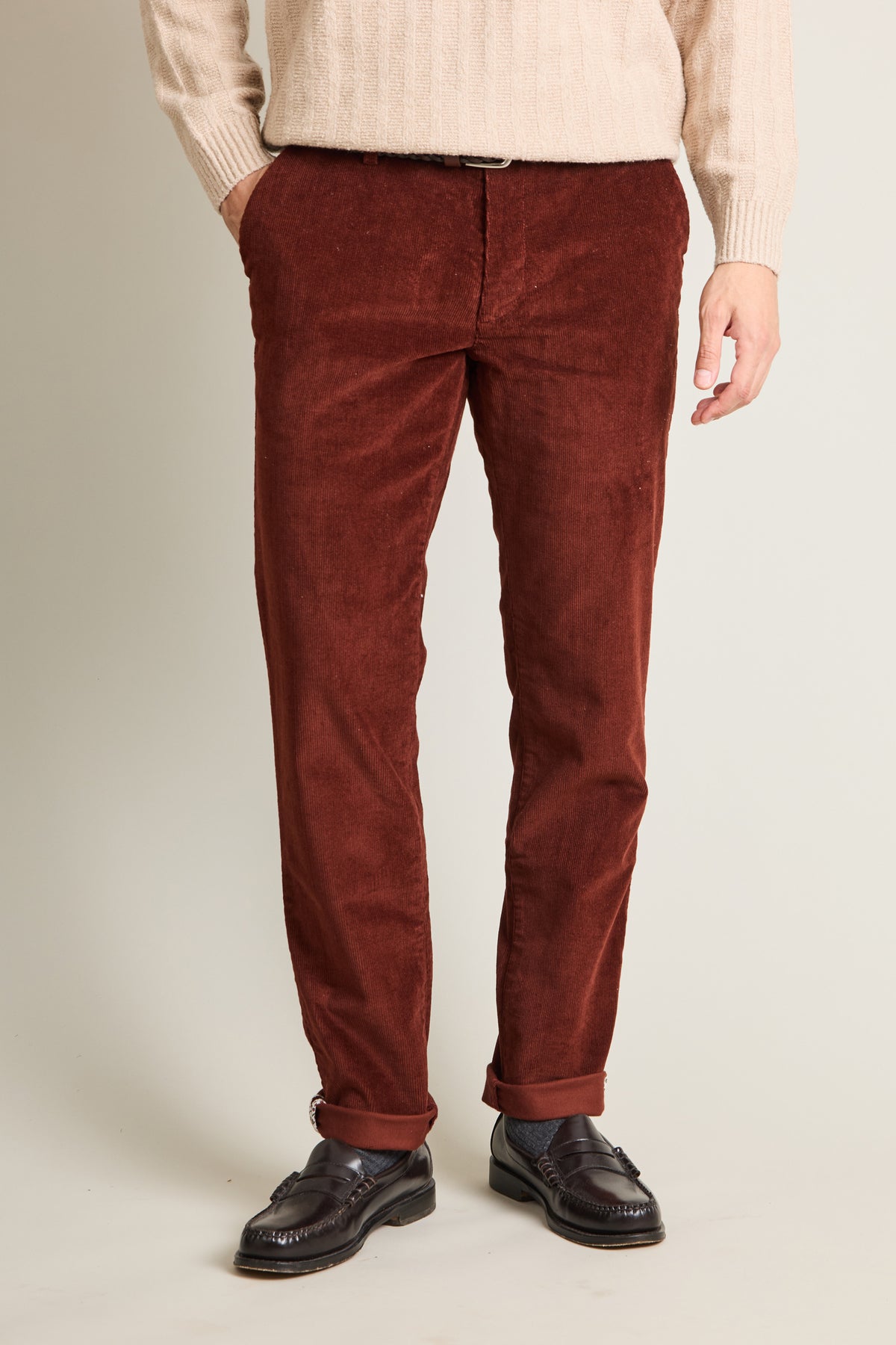 Terracotta corduroy chinos