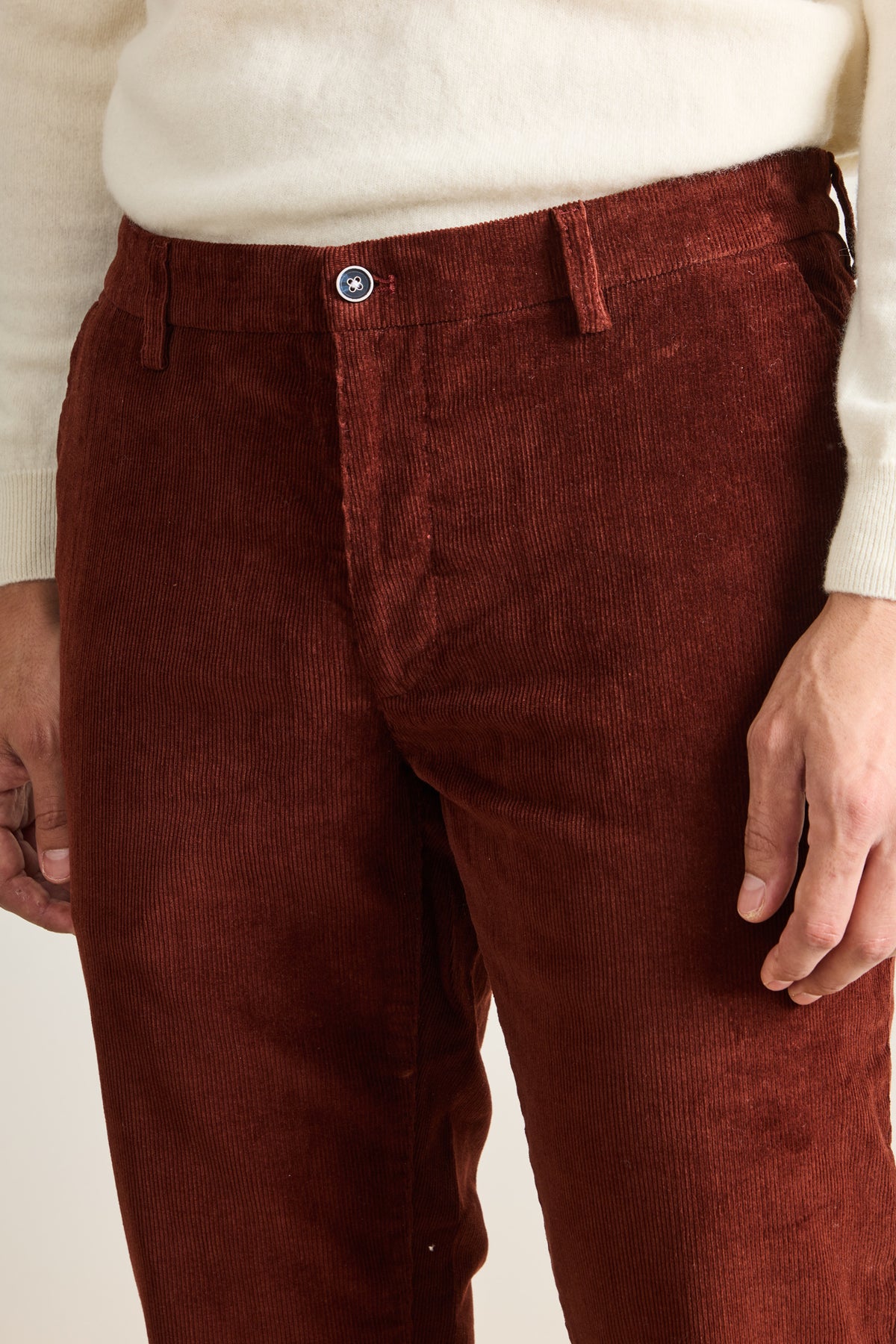 Terracotta corduroy chinos