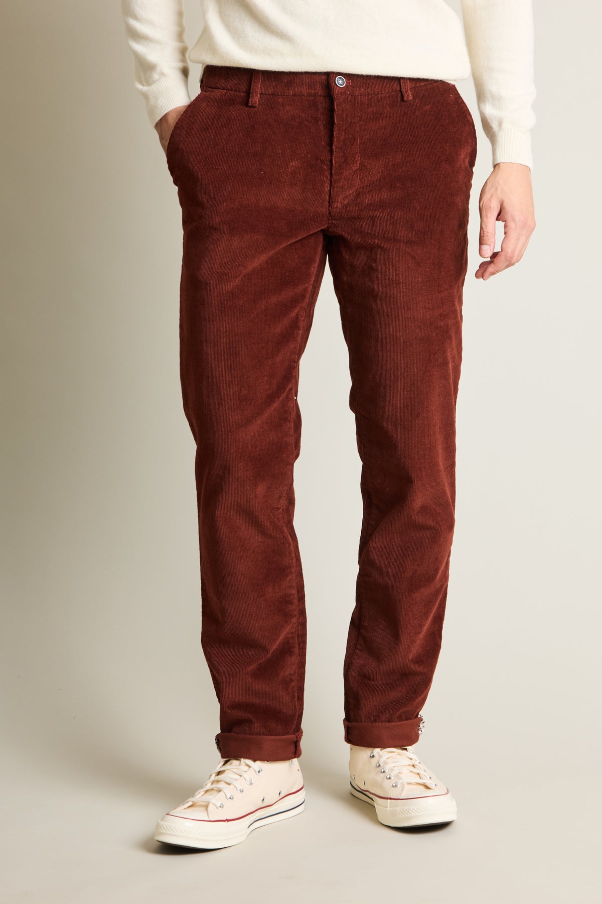 Terracotta corduroy chinos