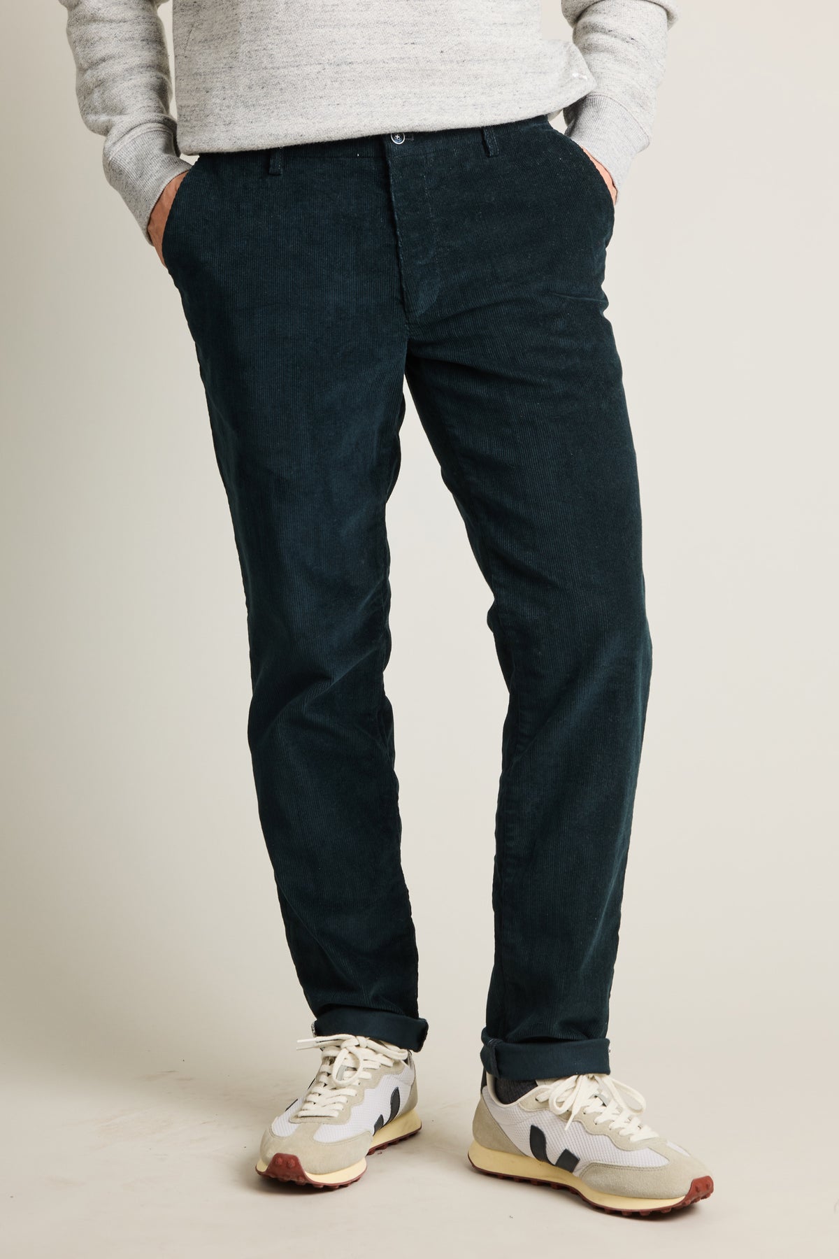 English green corduroy chinos