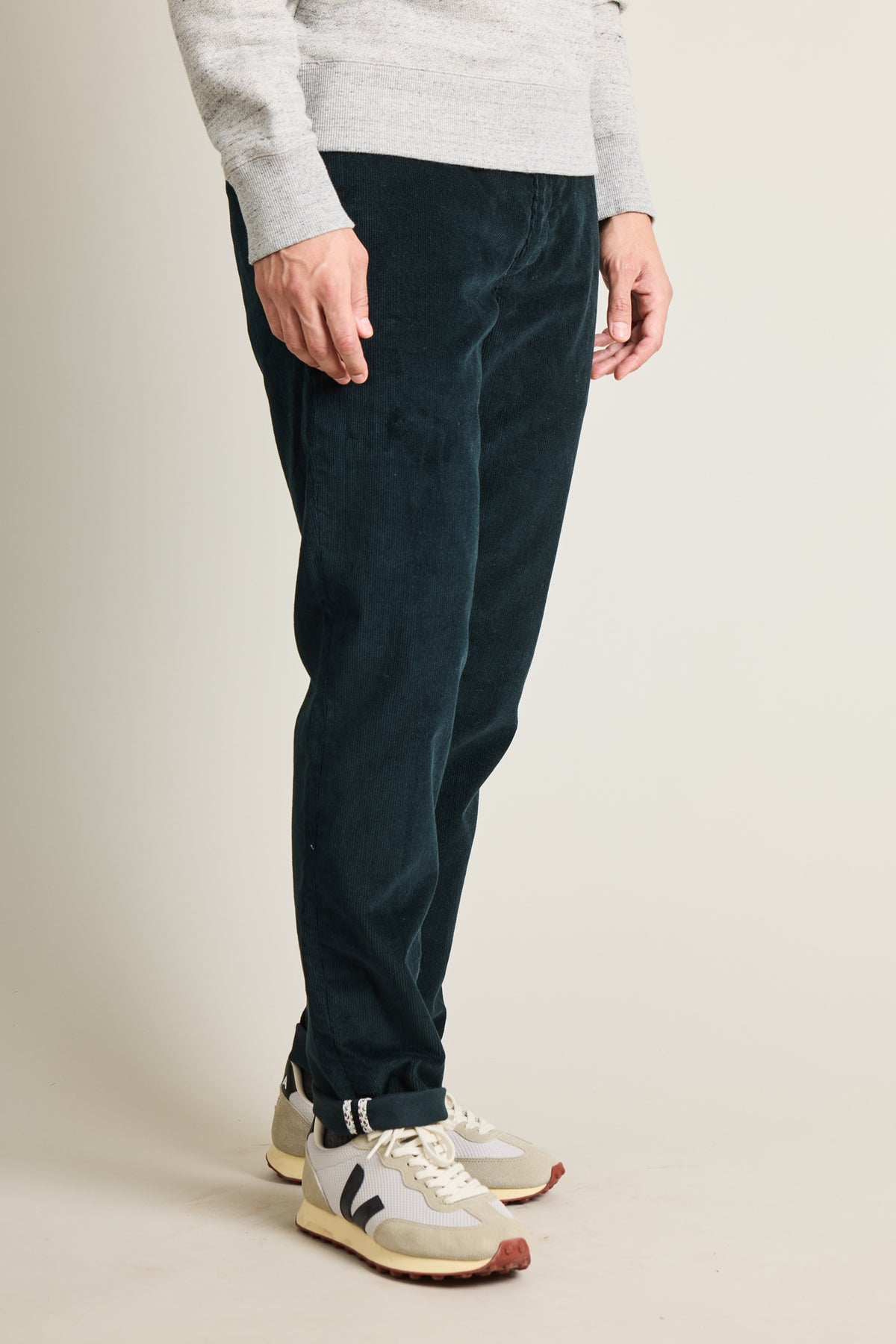 English green corduroy chinos