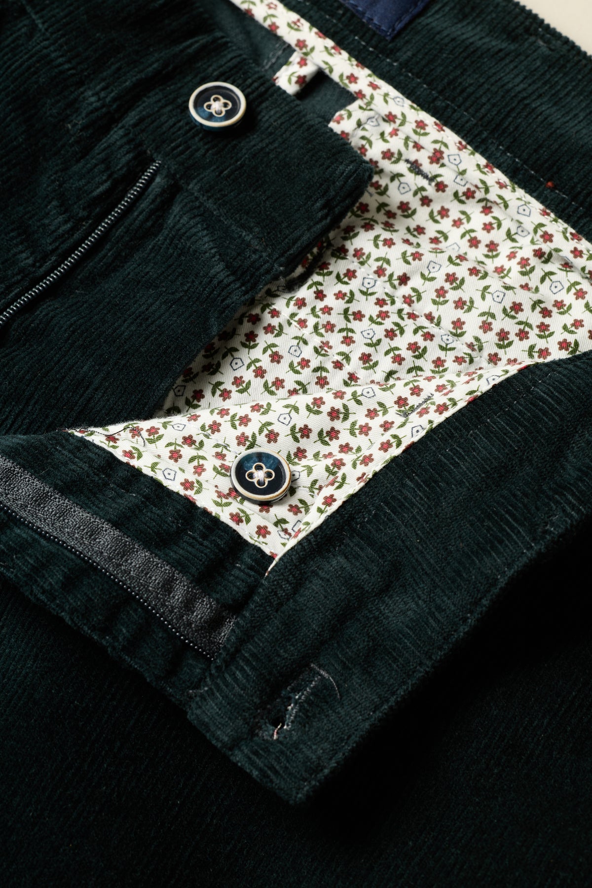English green corduroy chinos