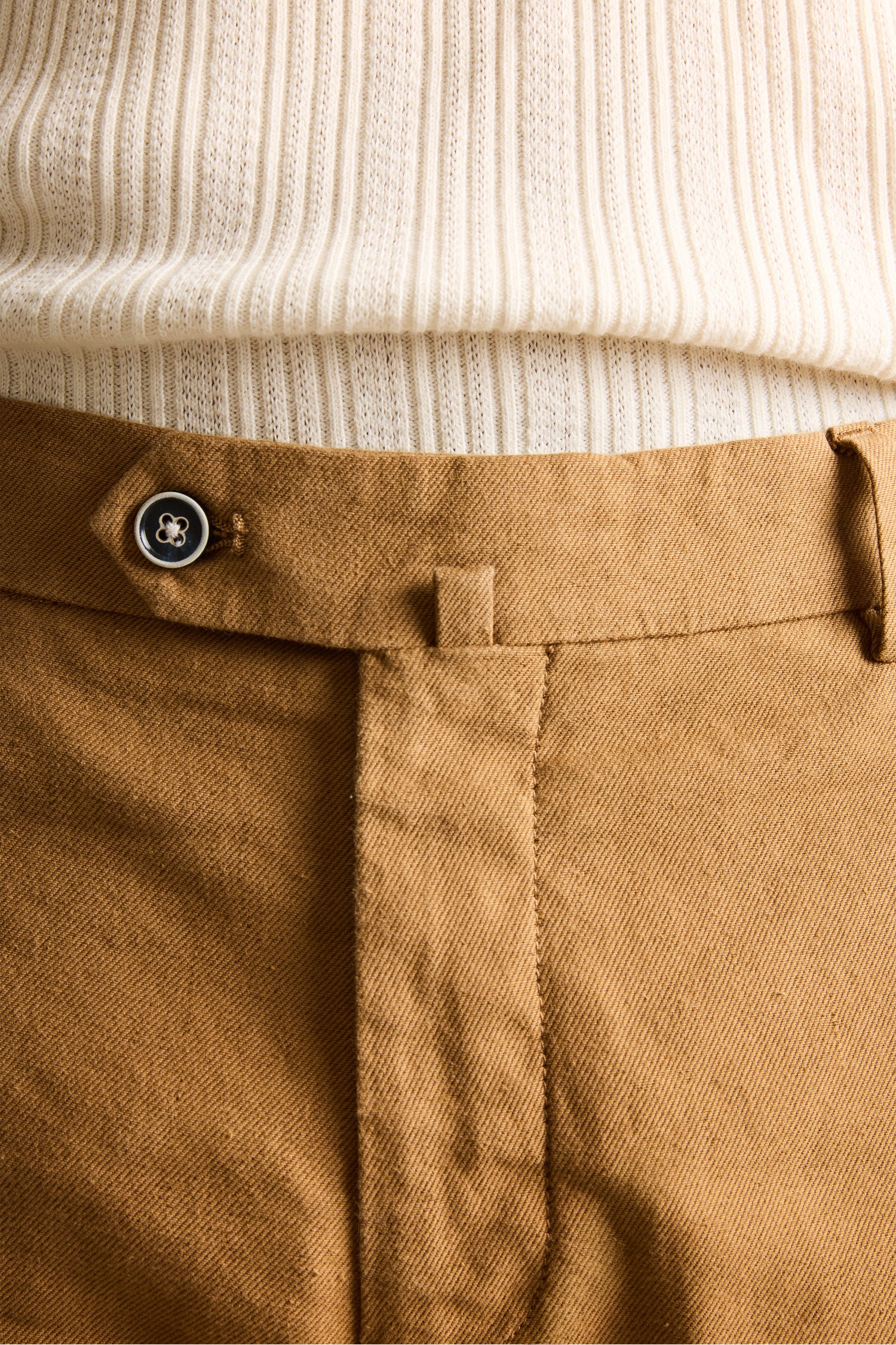 Chino coton-lin caramel