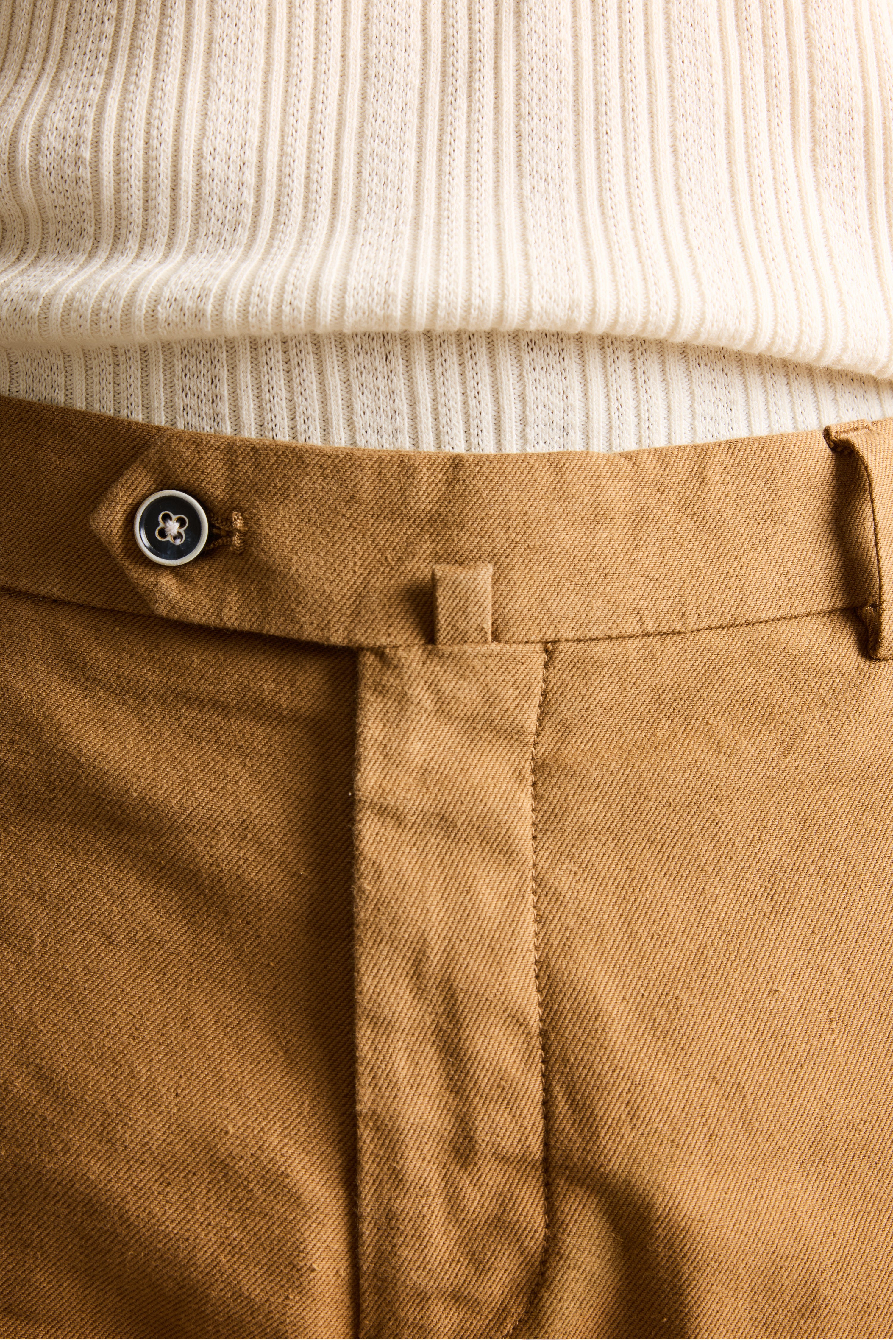 Chino coton-lin caramel