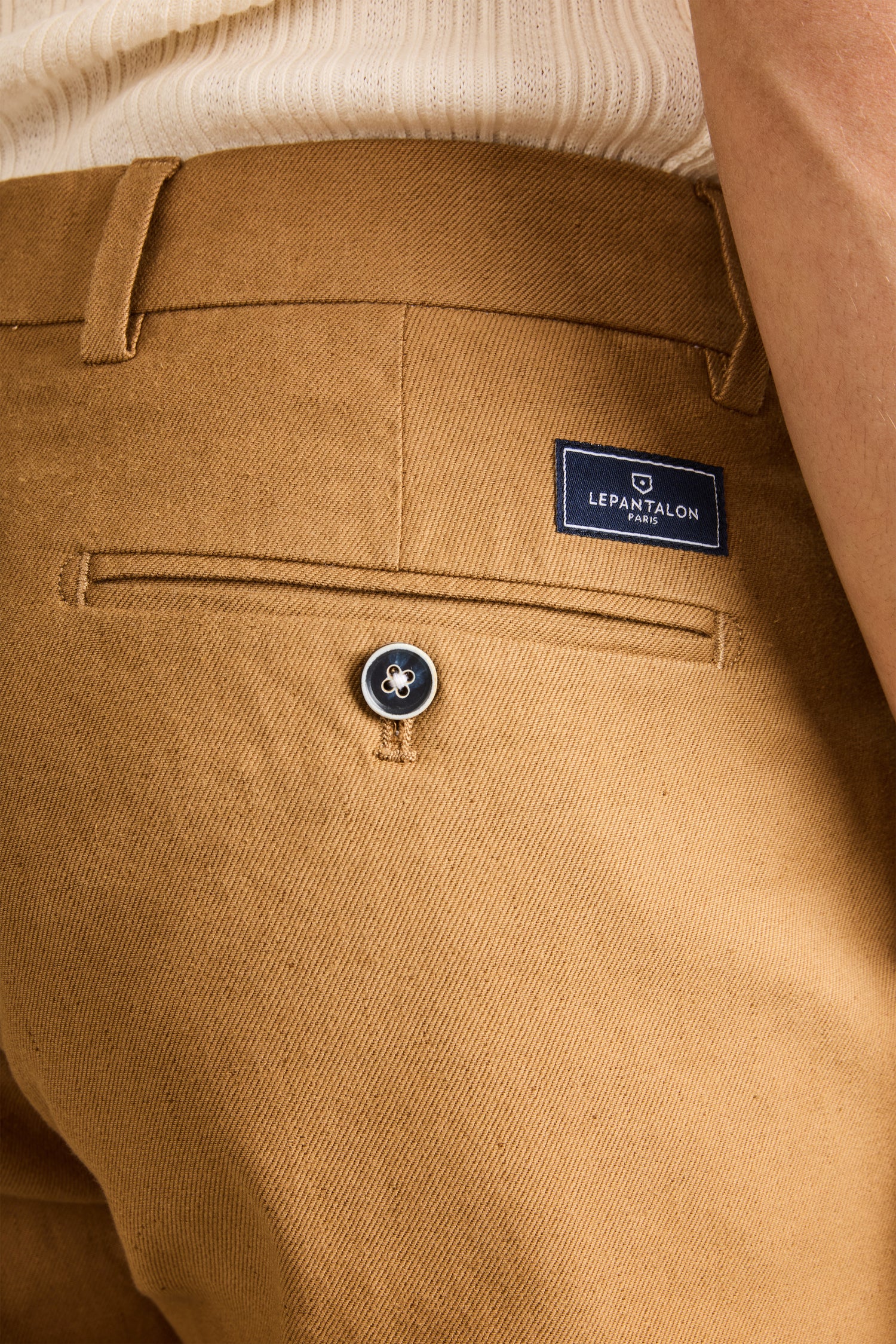 Chino coton-lin caramel