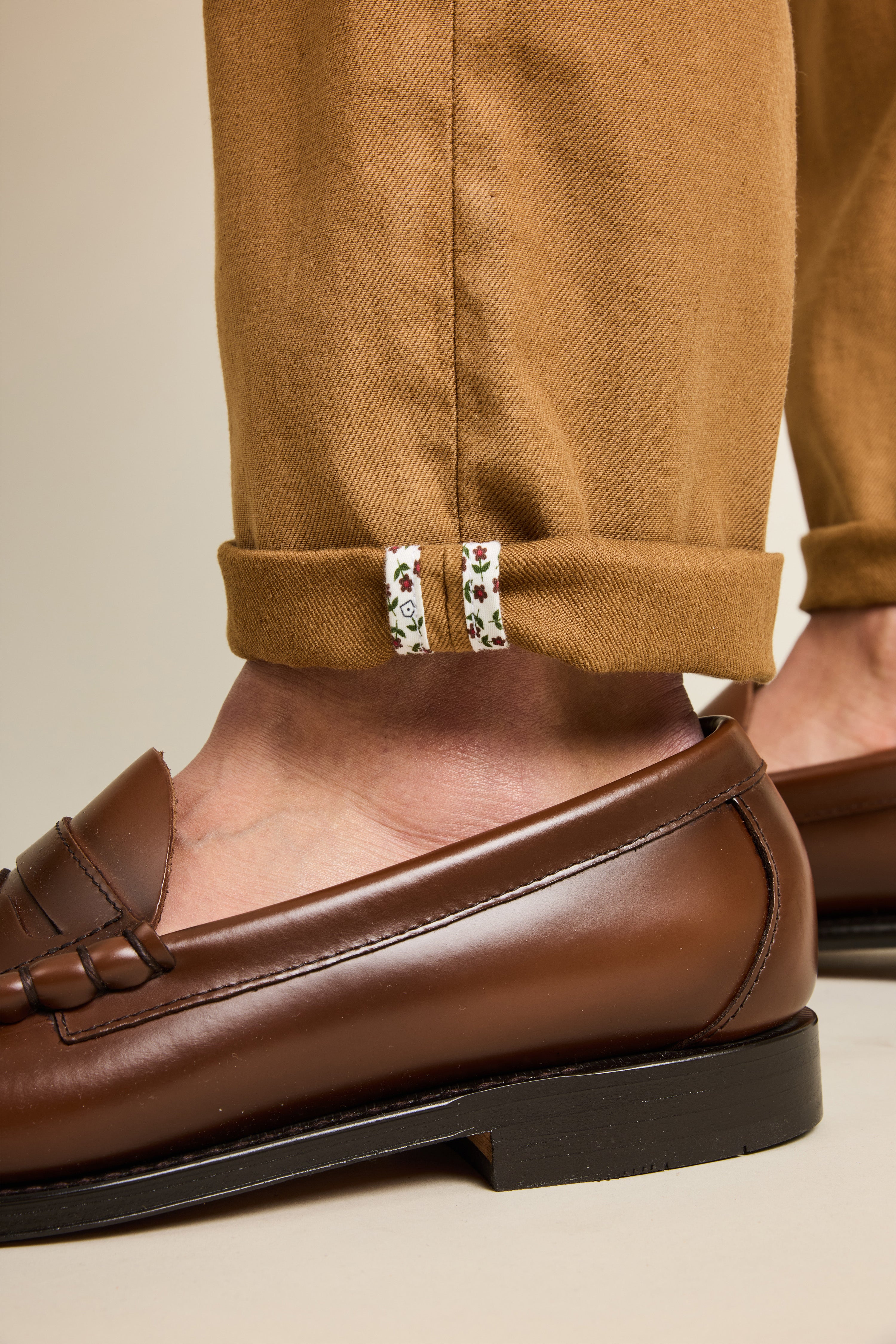 Chino coton-lin caramel