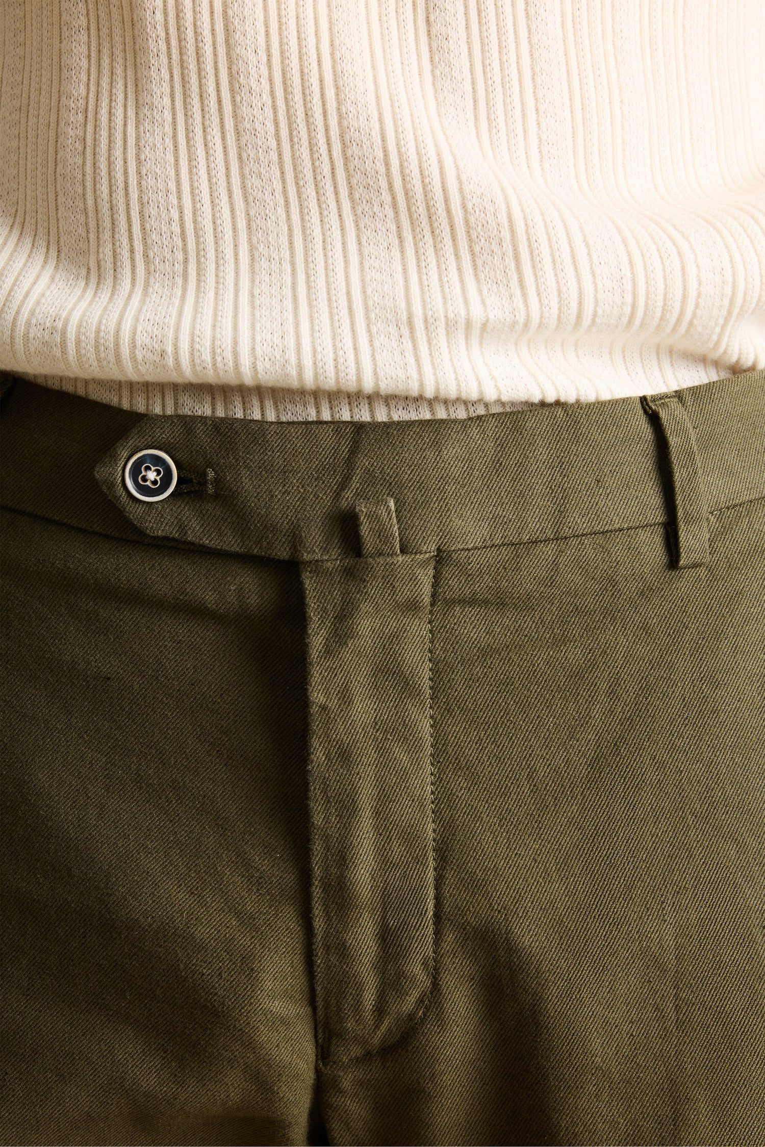 Chino coton-lin kaki foncé