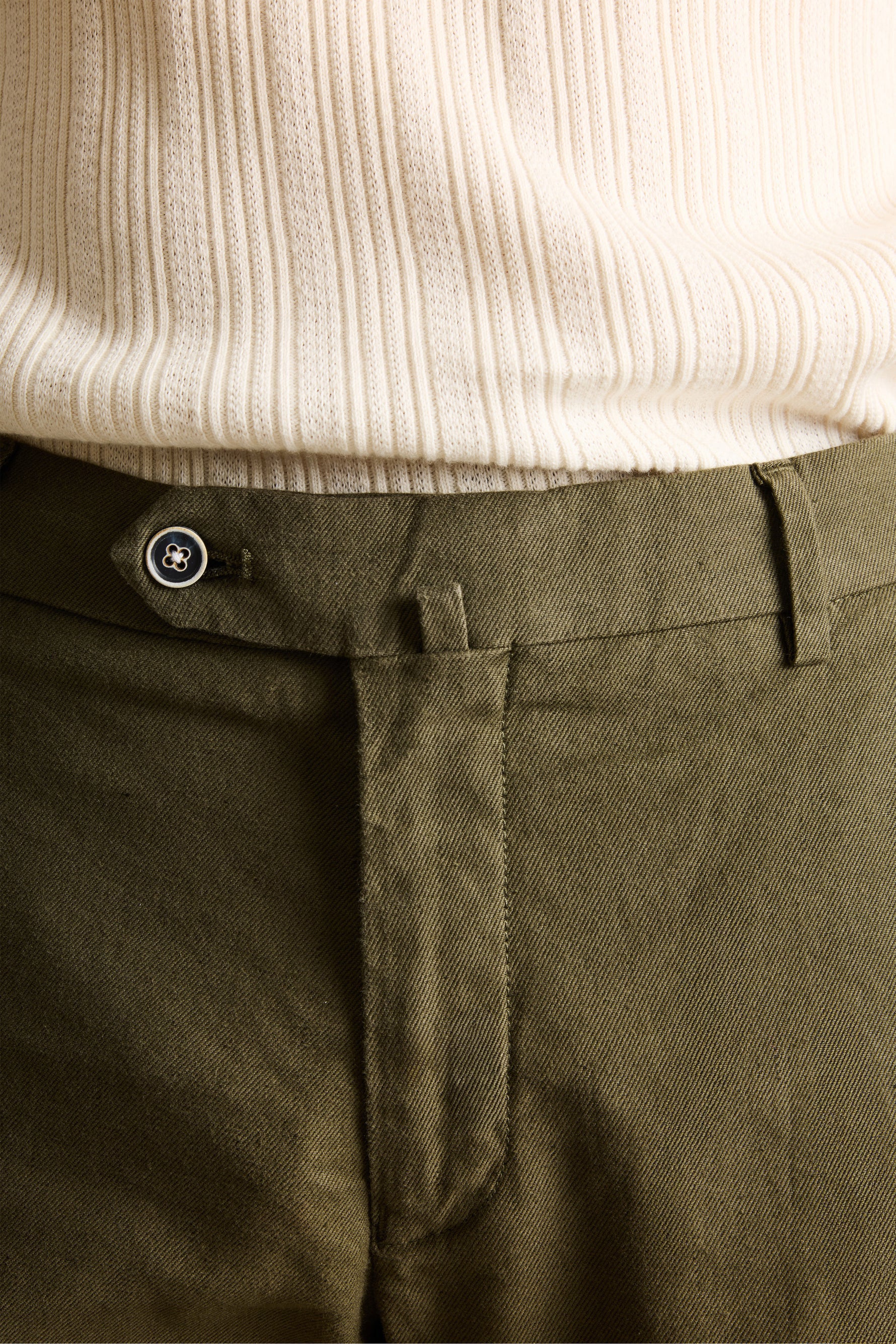 Chino coton-lin kaki foncé