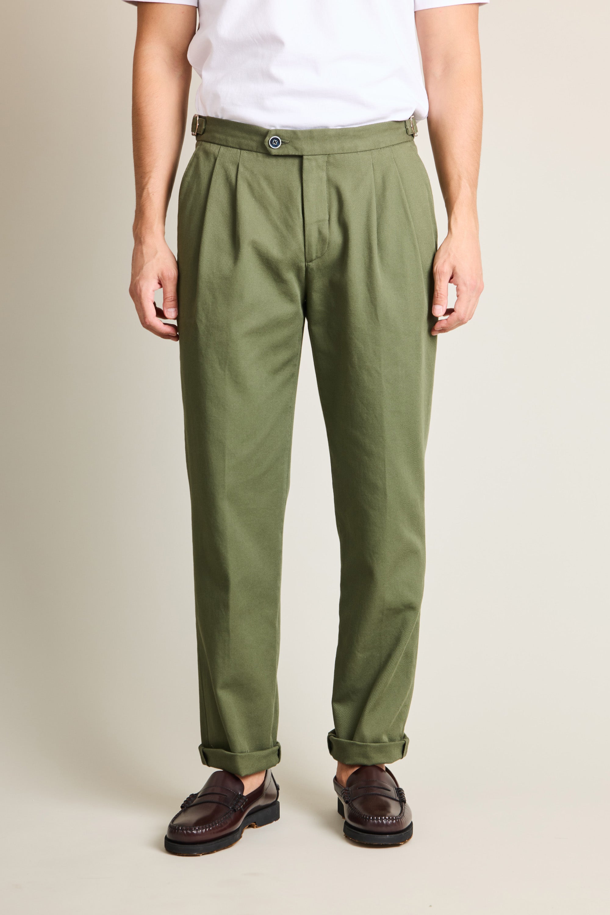Chino double pinces kaki