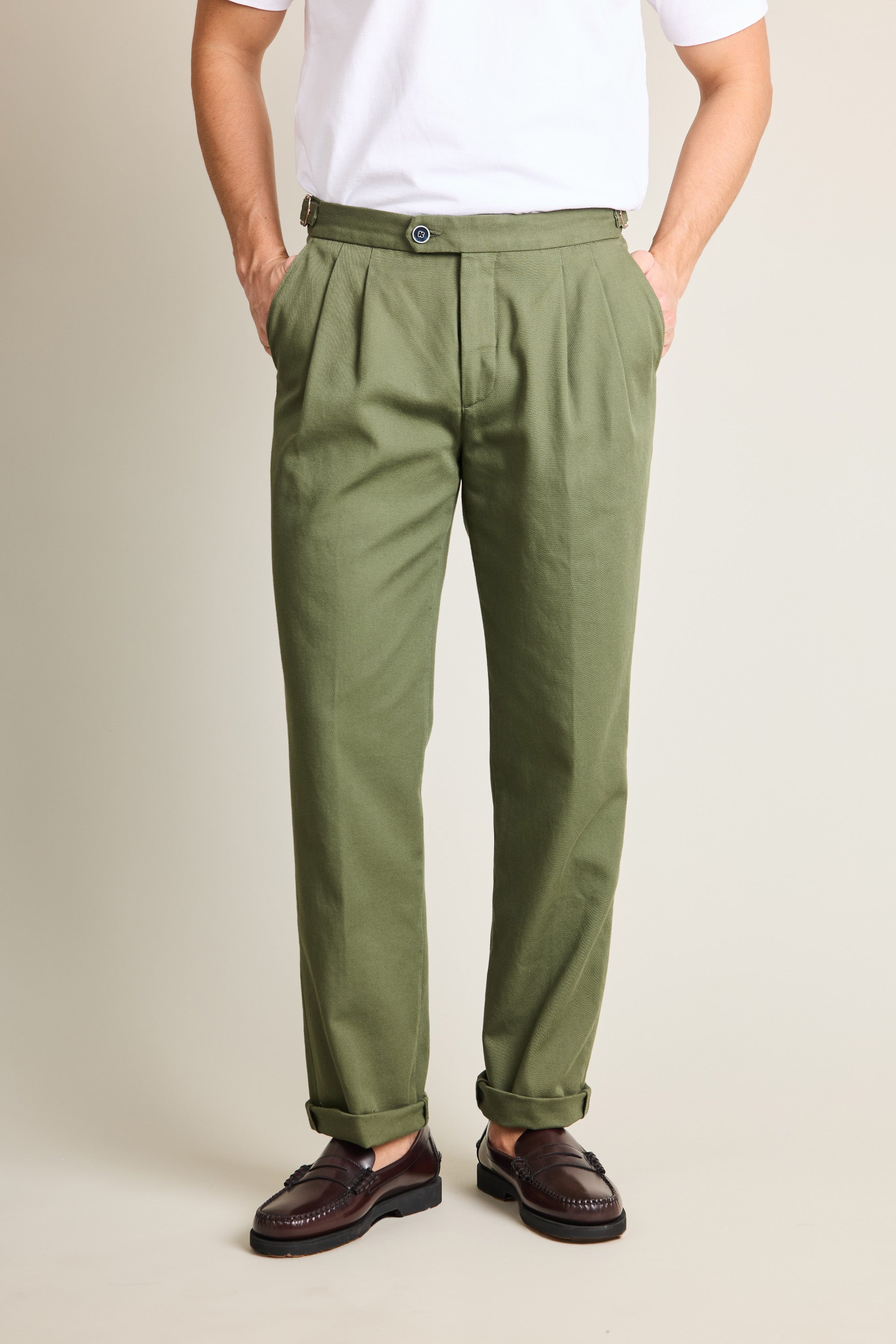 Chino double pinces kaki