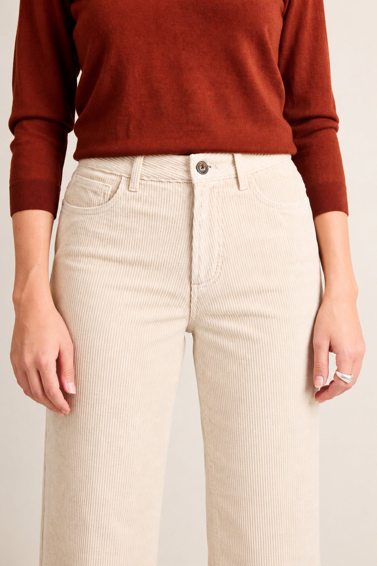 Pantalon flare velours écru