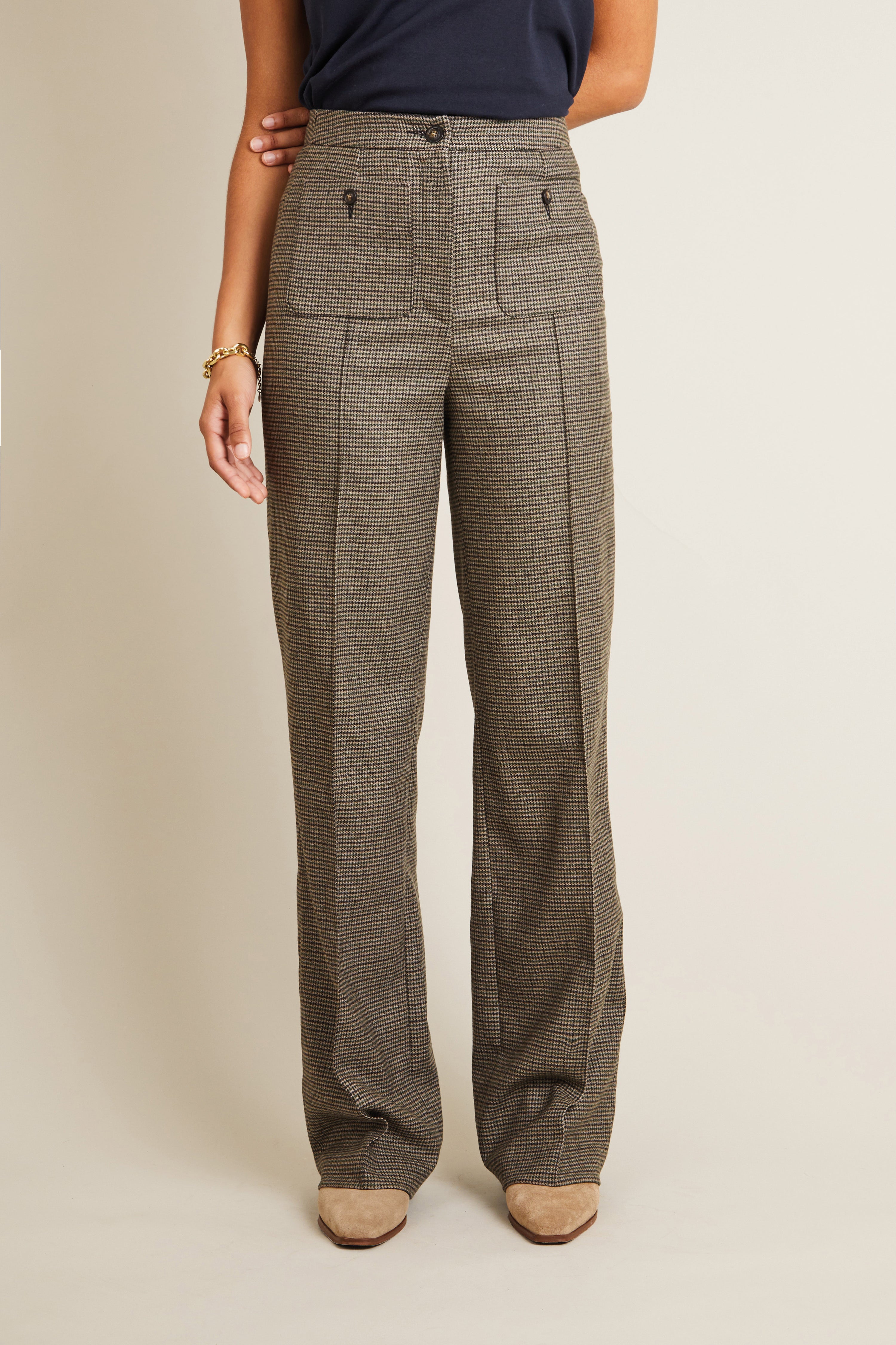 Pantalon poches plaquées pied de puce