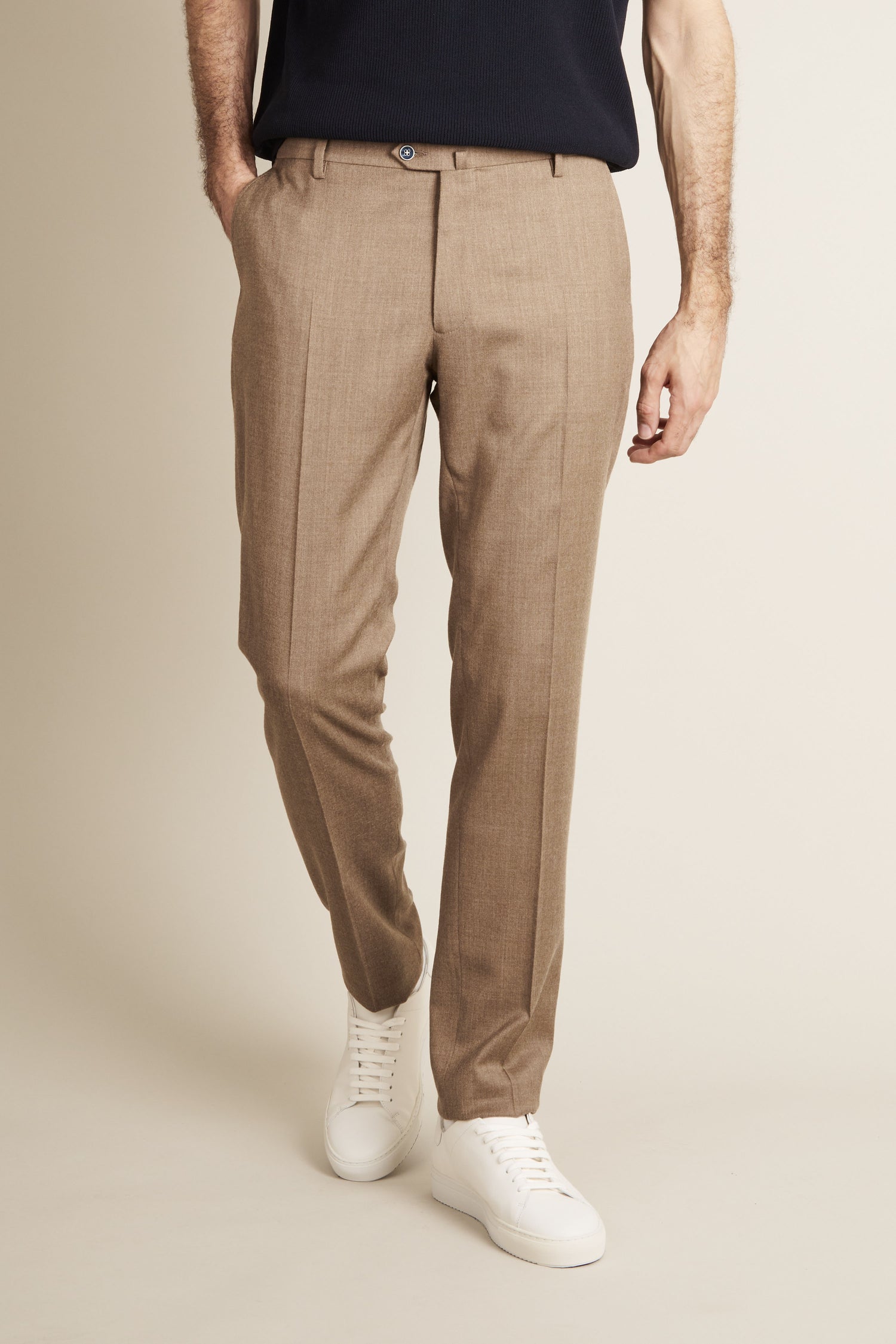 Pantalon flanelle stretch camel