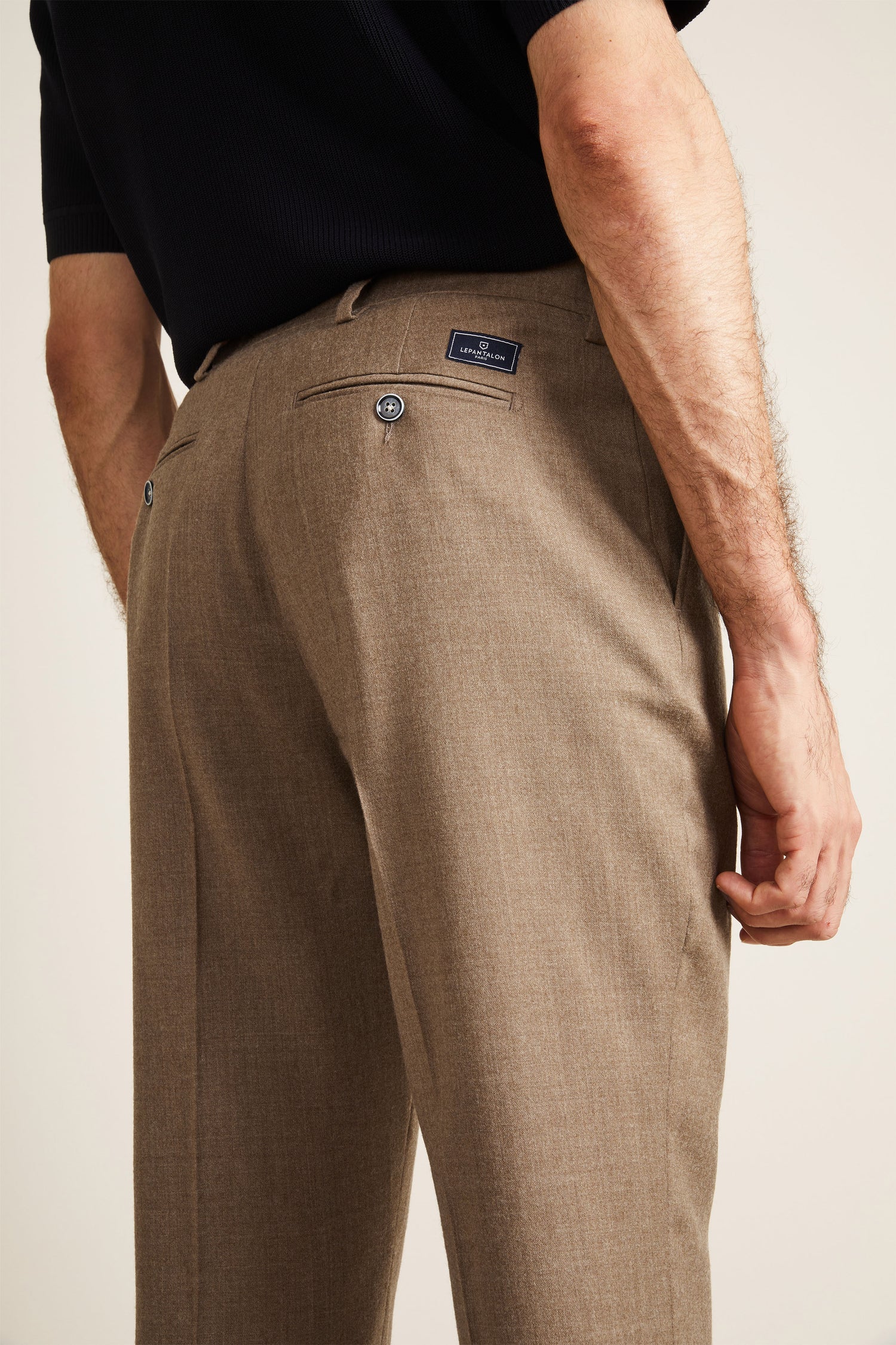 Pantalon flanelle stretch camel