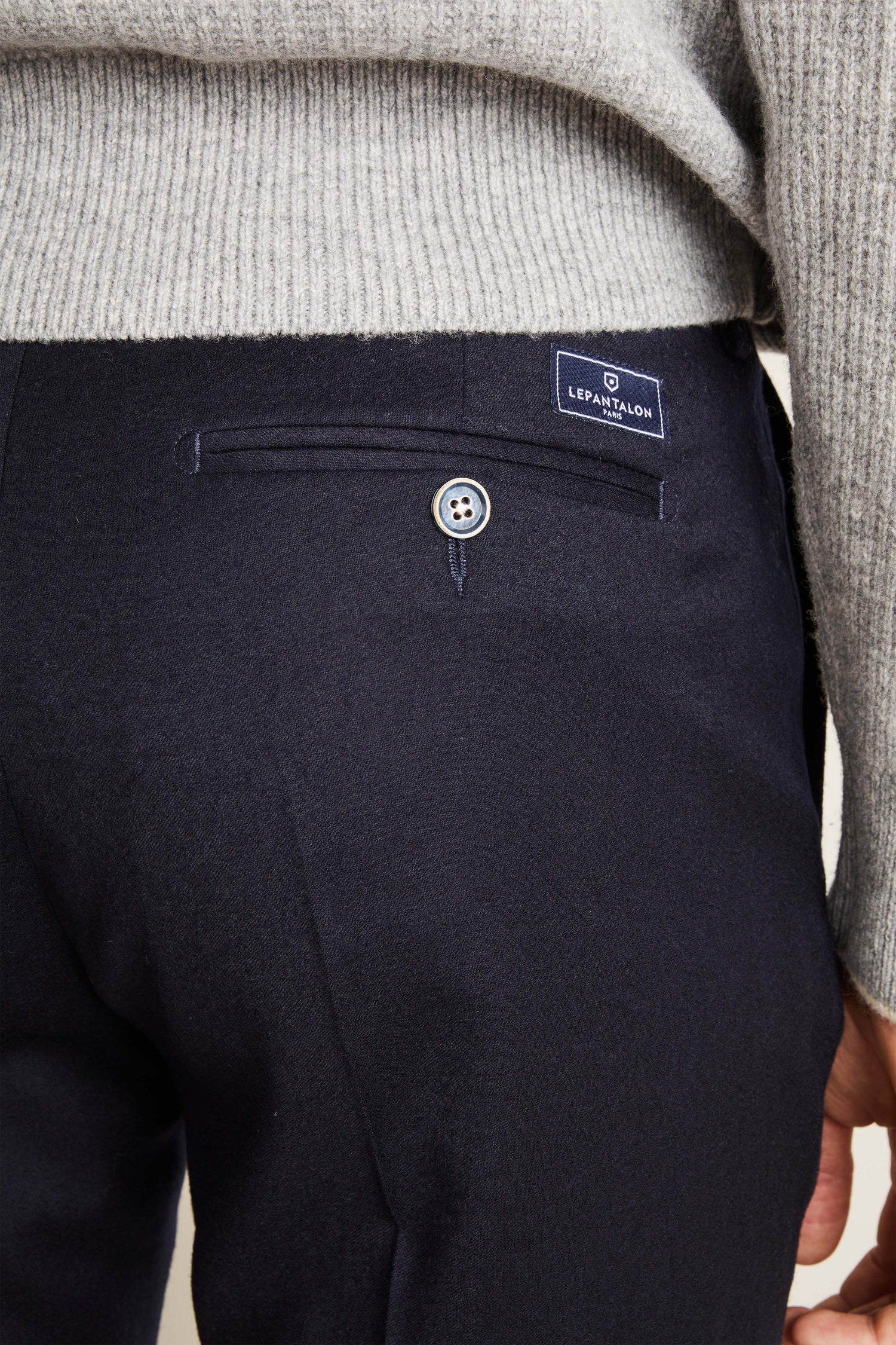 Pantalon flanelle stretch bleu marine