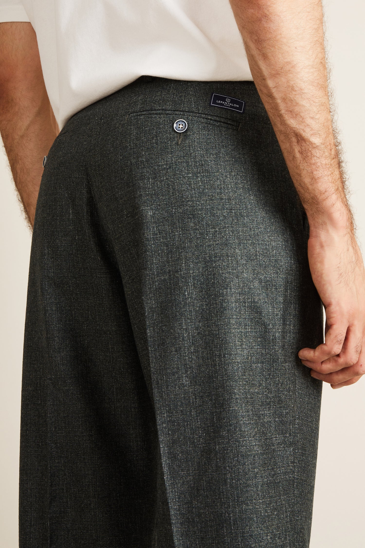 Pantalon à pinces flanelle vert