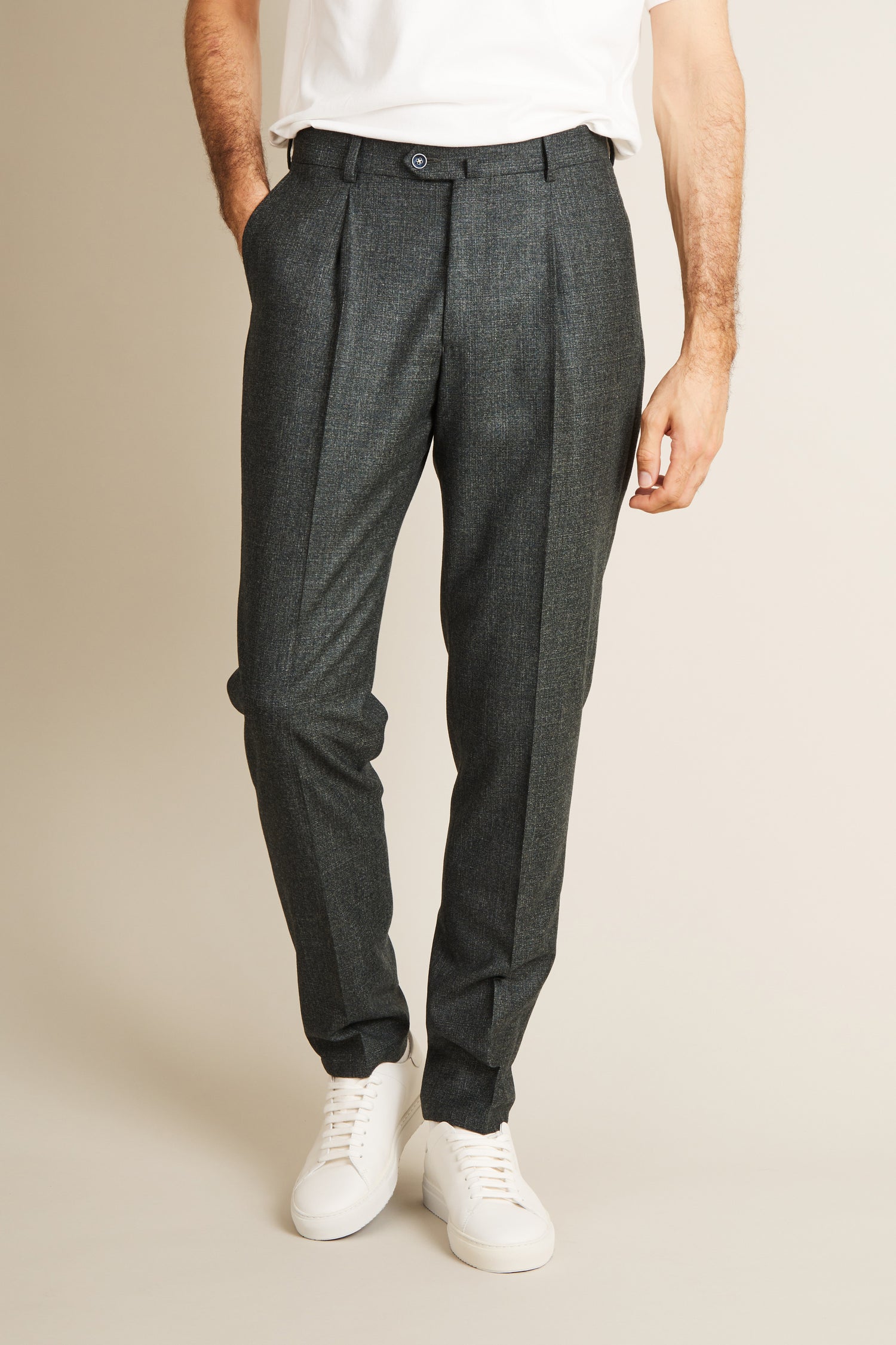 Pantalon à pinces flanelle vert