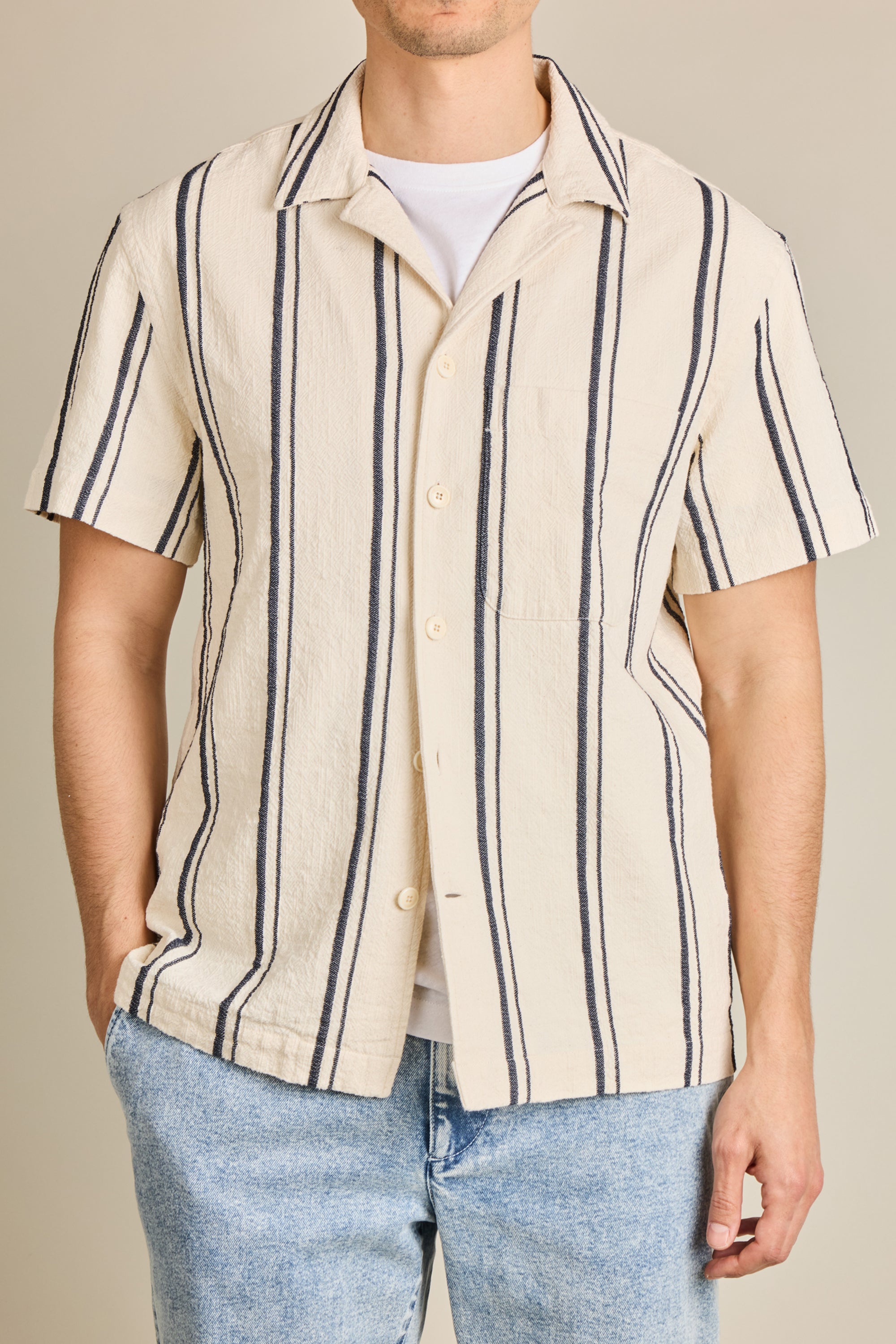Chemise rayée écrue