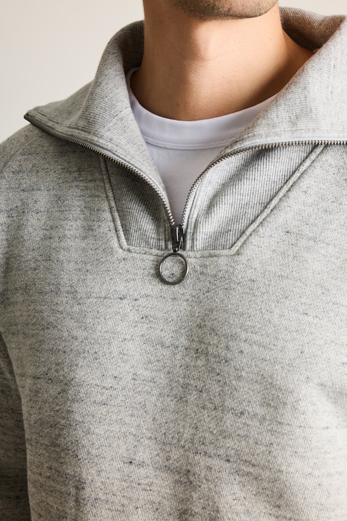 Sweat col camionneur gris chiné