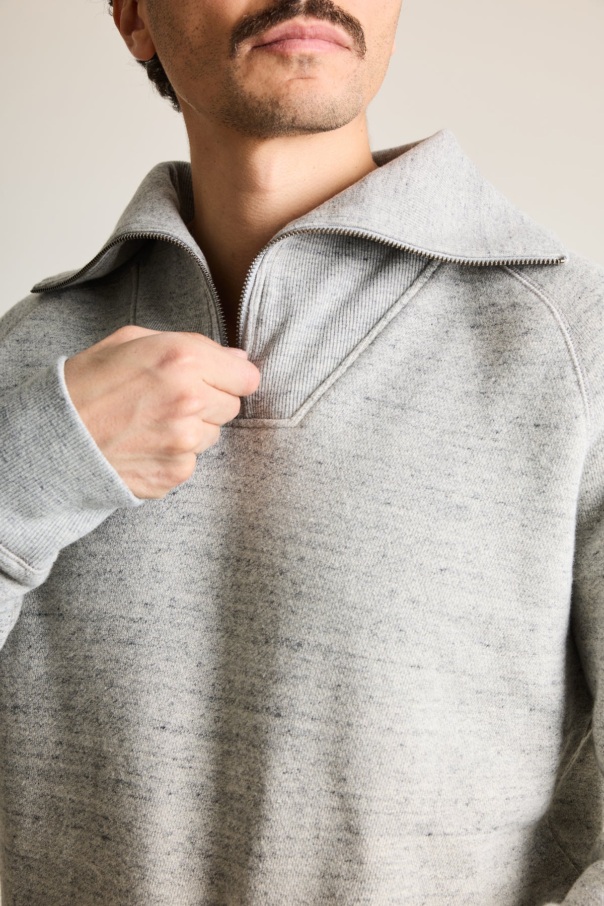 Sweat col camionneur gris chiné