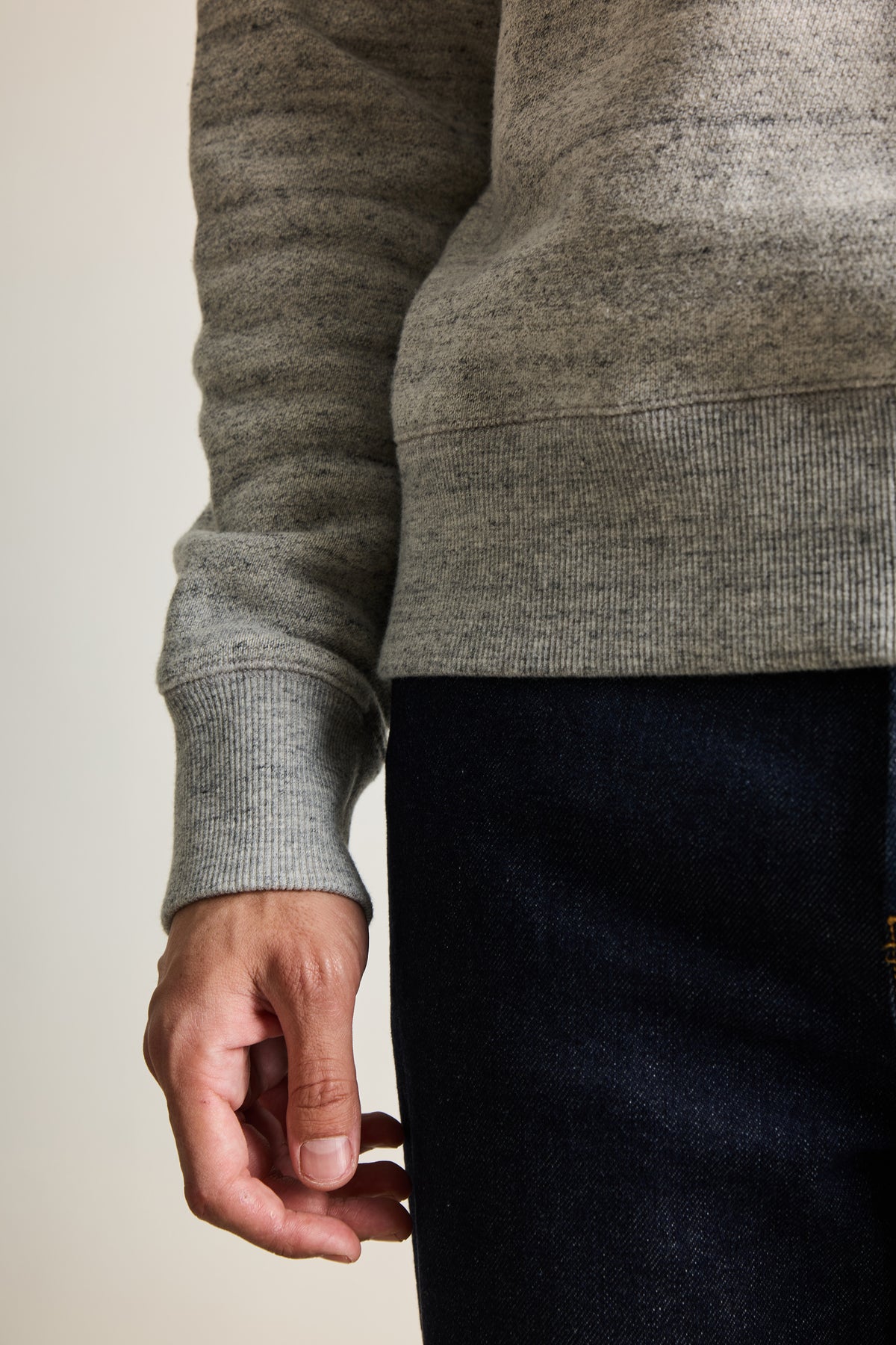 Sweat col camionneur gris chiné
